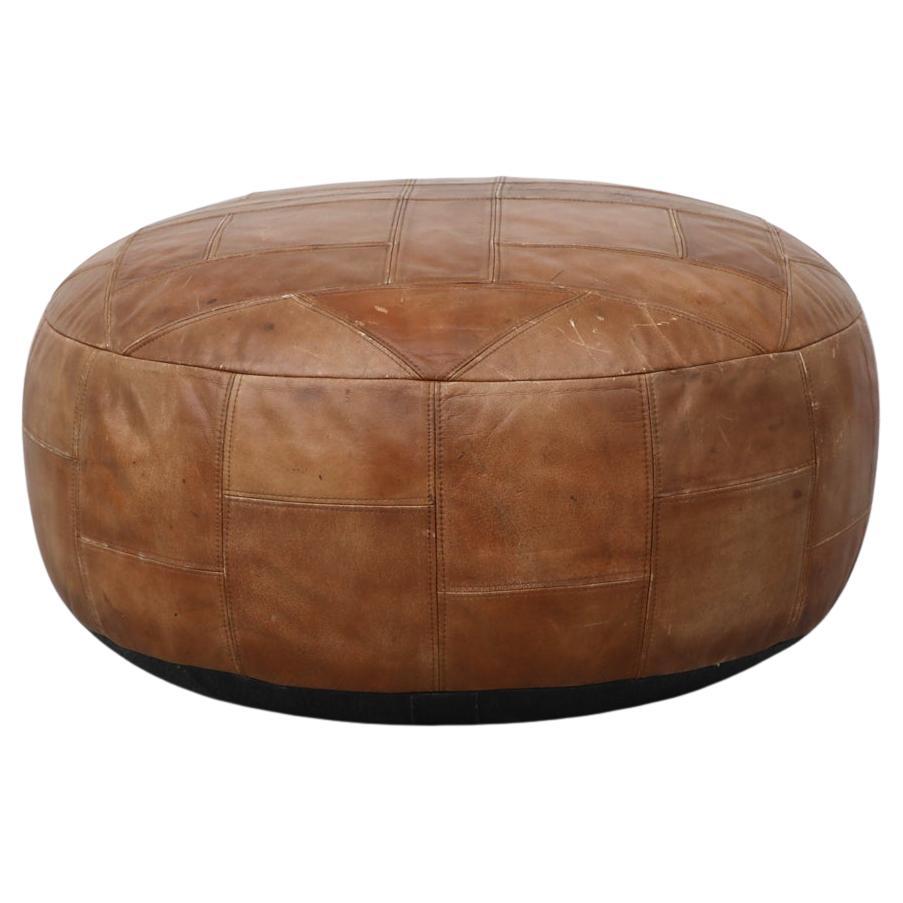 Extra Large Mid-Century De Sede Style Leather Patchwork Ottoman