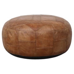 Extra Large Mid-Century De Sede Style Leather Patchwork Ottoman