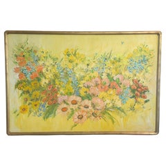 Extra Large Mid-Century Floral Oil on Canvas Original Painting by Ida Itkin