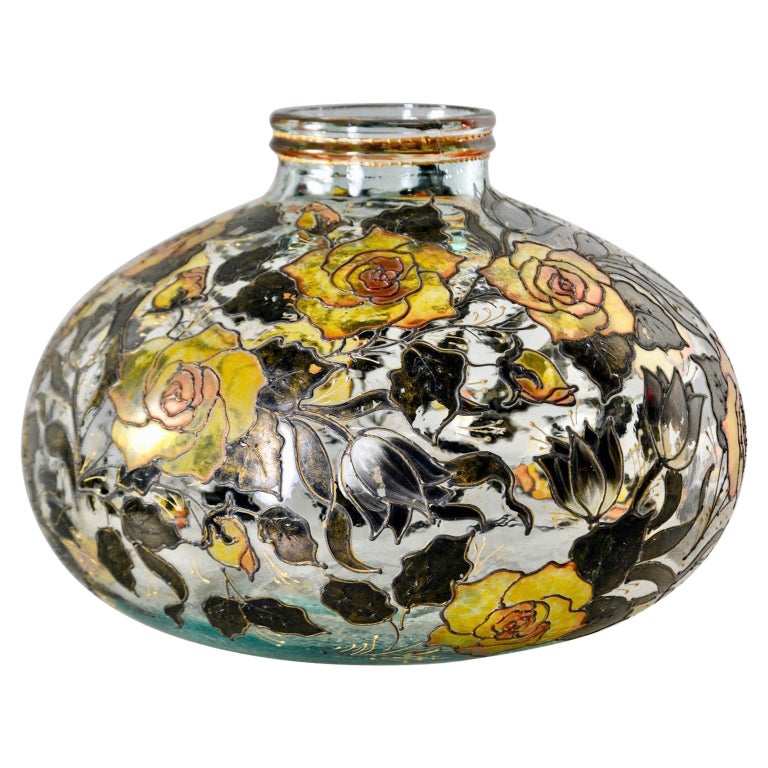 Extra Large Midcentury Hand Painted Italian Vase For Sale at 1stDibs