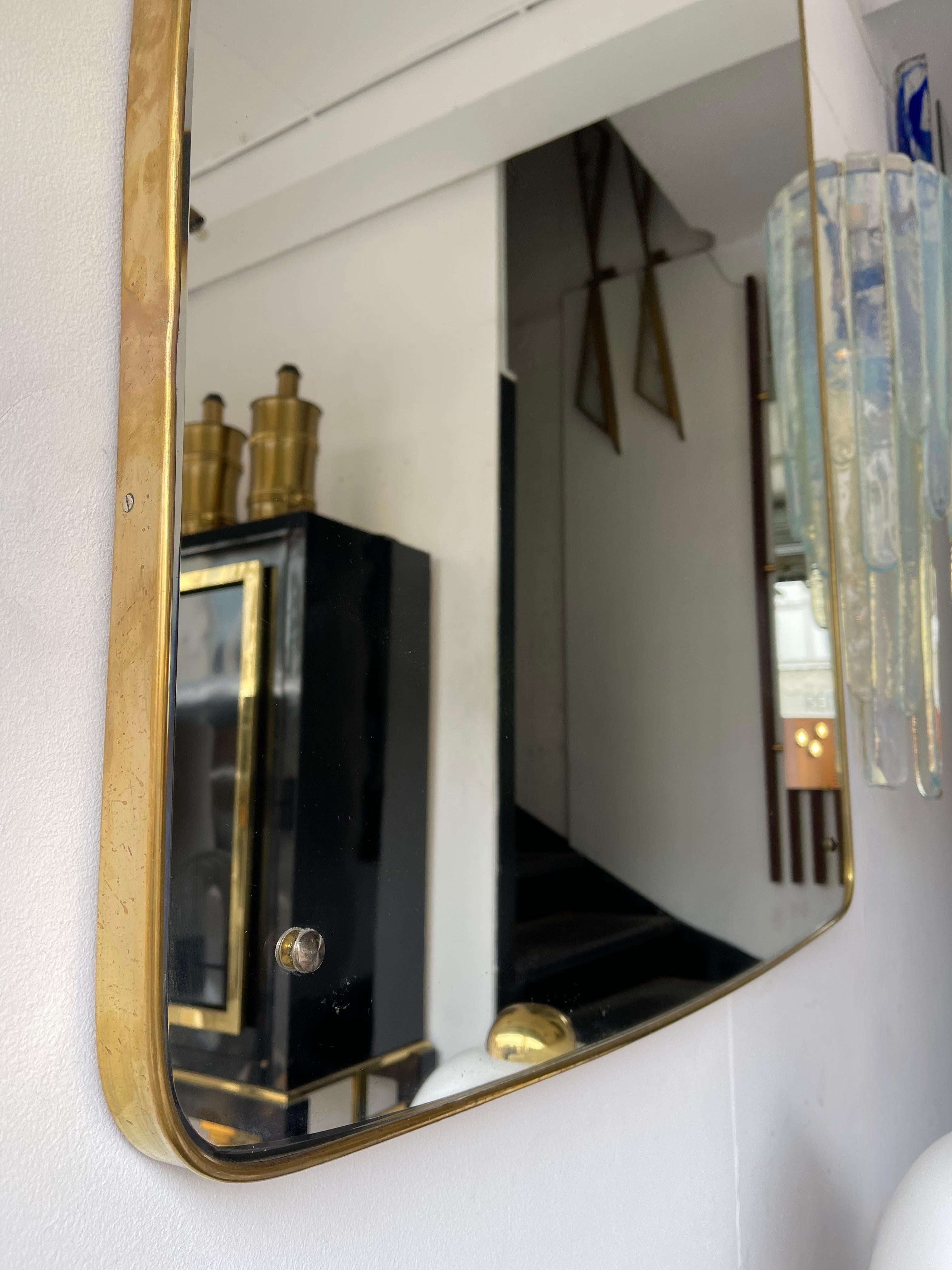 Extra Large Mid-Century Modern Brass Frame Mirror, Italy, 1950s In Good Condition In SAINT-OUEN, FR