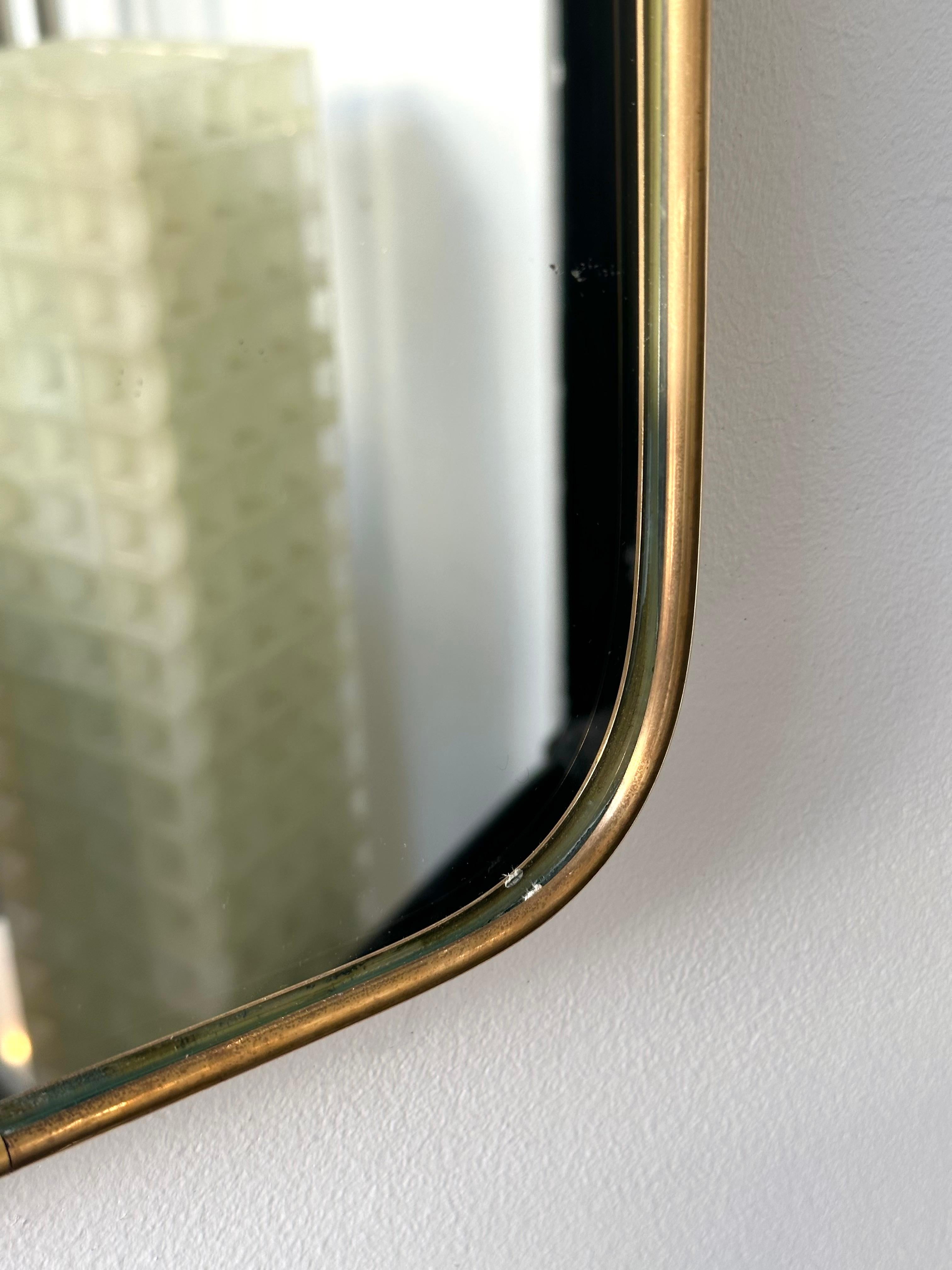 Mid-20th Century Extra Large Mid-Century Modern Brass Frame Mirror, Italy, 1950s For Sale