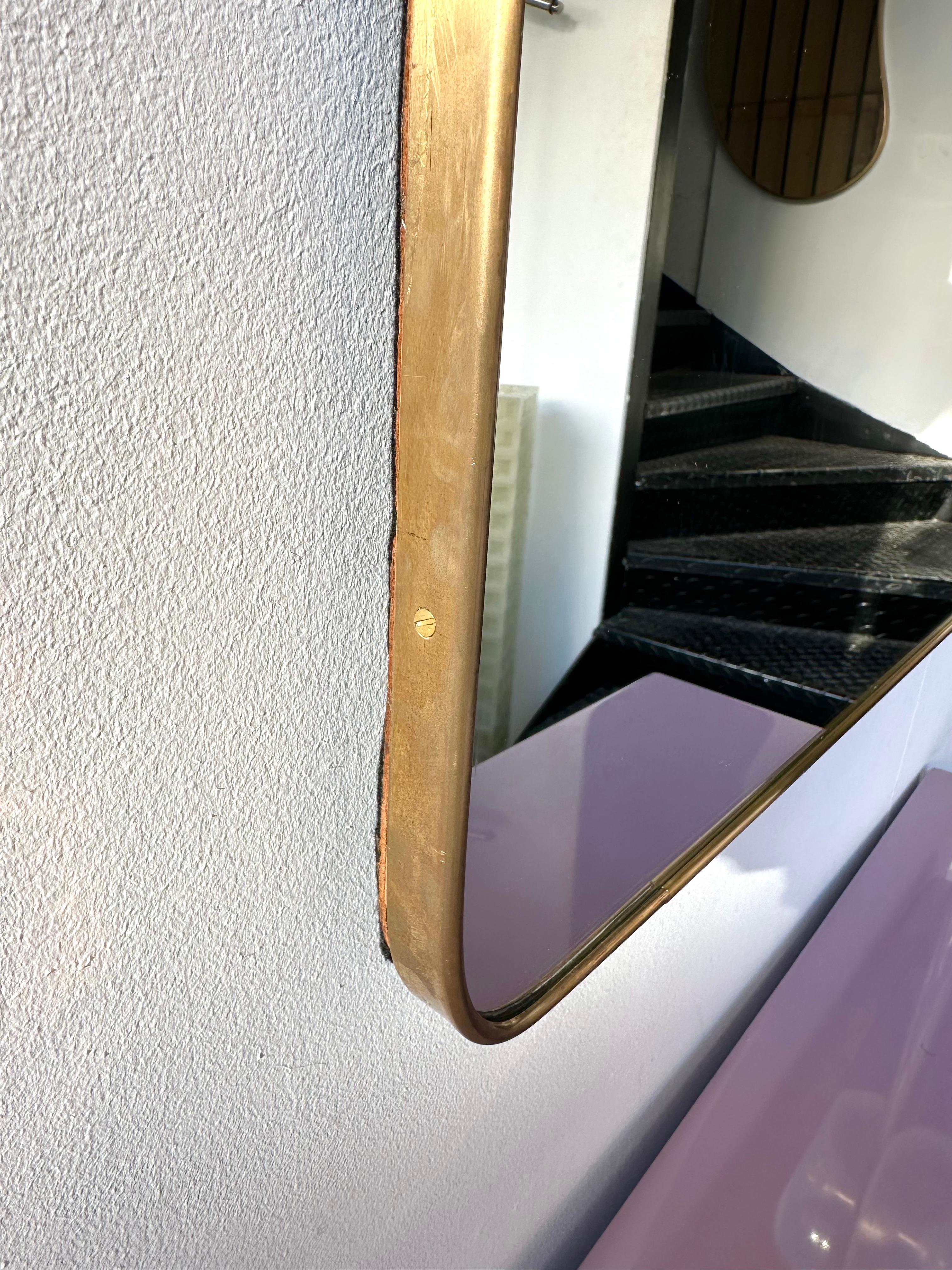 Extra Large Mid-Century Modern Brass Frame Mirror, Italy, 1950s For Sale 2