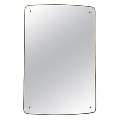 Extra Large Mid-Century Modern Brass Frame Mirror, Italy, 1950s