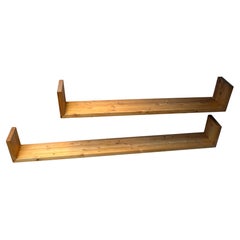 Extra Large Mid-Century Modern Pine Wall Hanging Bookcases, France, 1960s