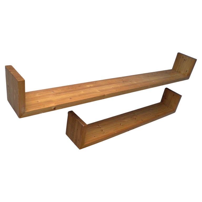 Extra Large MidCentury Modern Pine Wall Hanging Bookcases, France