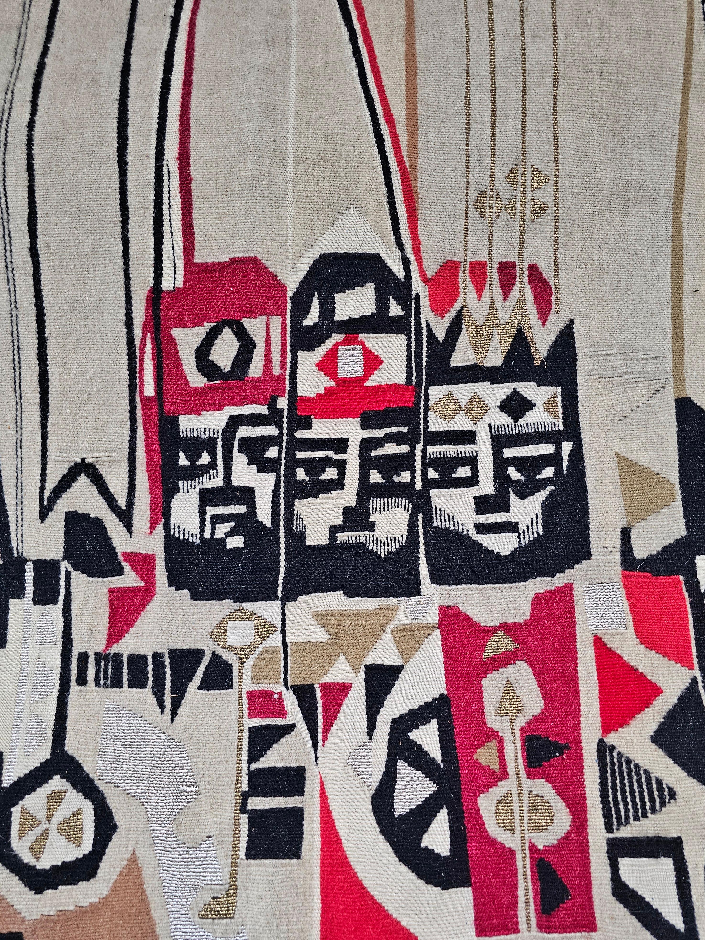 In this listing you will find a spectacular, extra large wall hanging tapestry designed by a renowned Yugoslav artist Mateja Rodiqi. Tapestry is called 