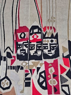 Extra Large Mid Century Modern Tapestry by Yugoslav Artist Mateja Rodiqi