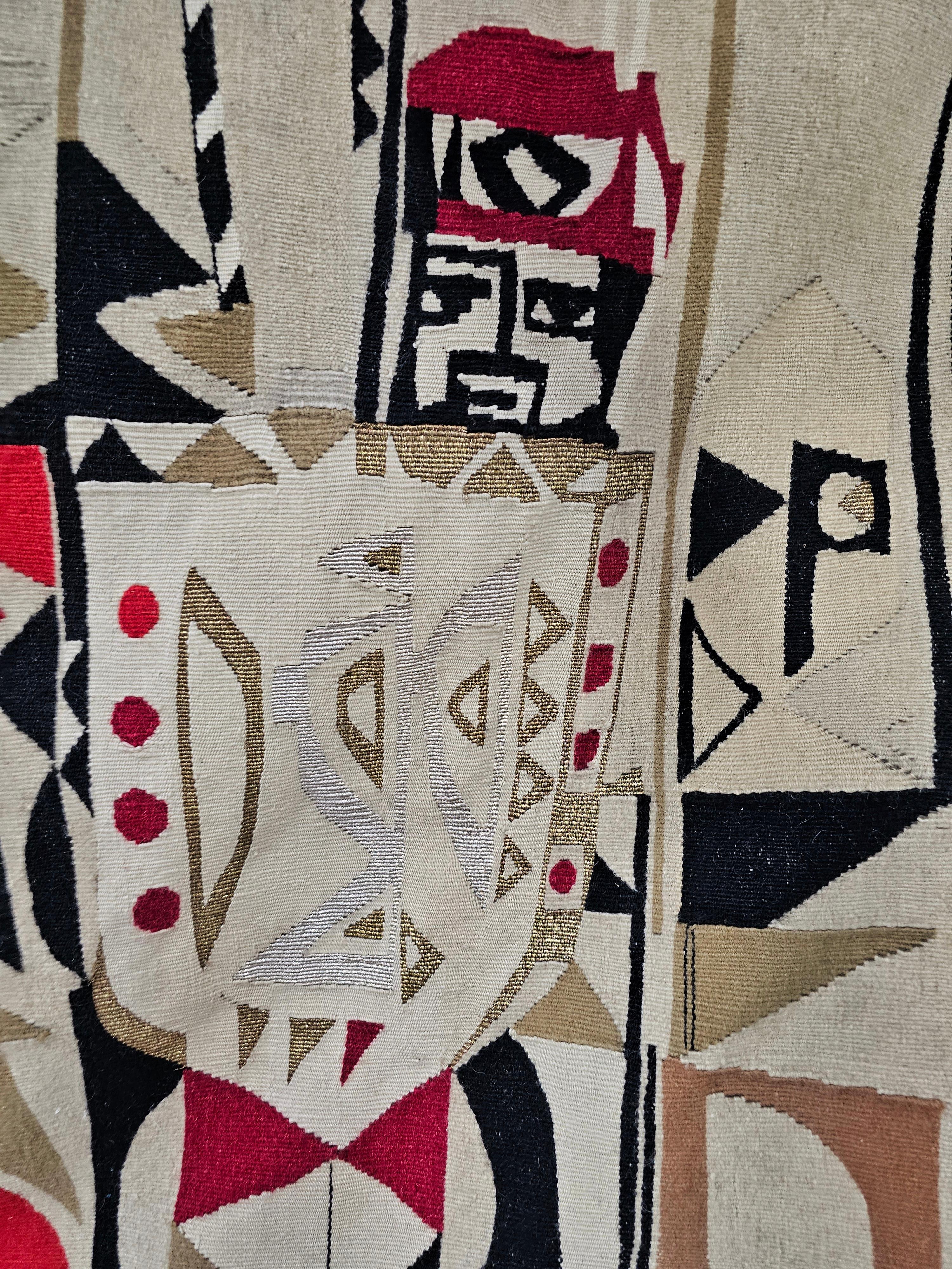 Extra Large Mid Century Modern Tapestry by Yugoslav Artist Mateja Rodiqi (Moderne der Mitte des Jahrhunderts) im Angebot