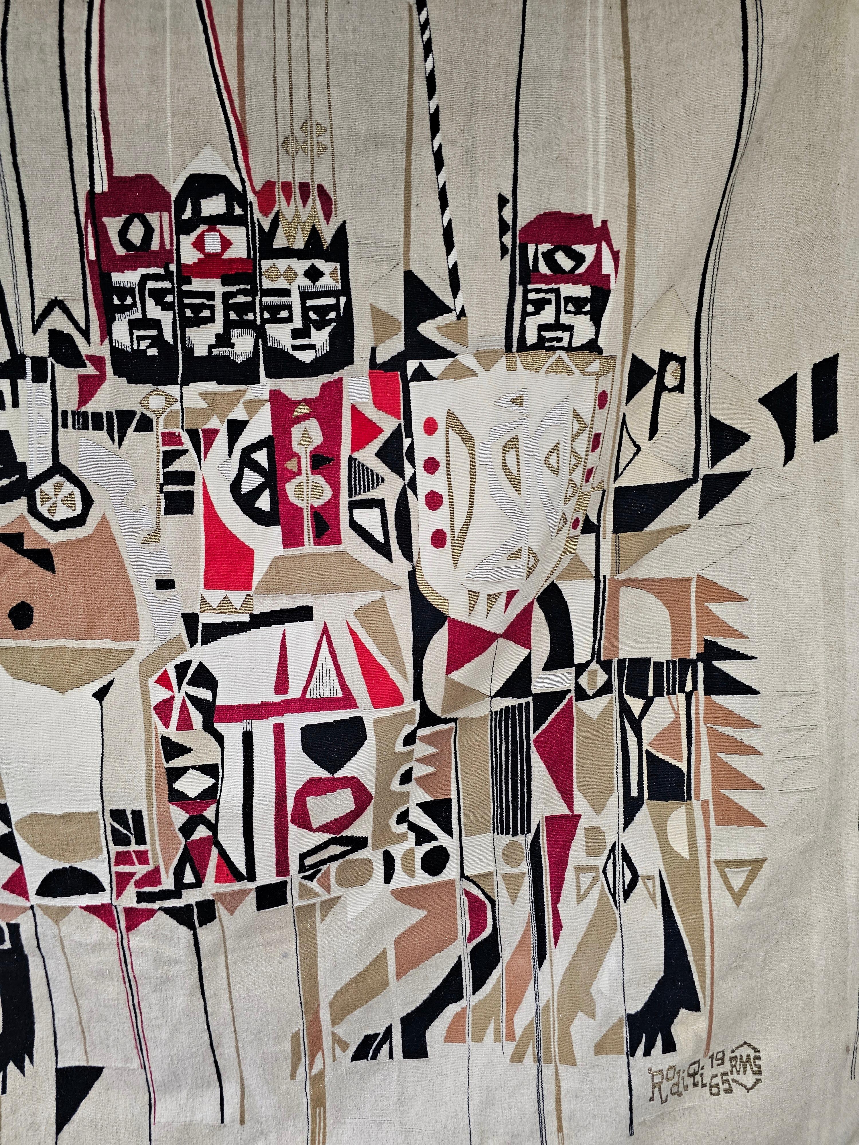 Extra Large Mid Century Modern Tapestry by Yugoslav Artist Mateja Rodiqi (Mitte des 20. Jahrhunderts) im Angebot