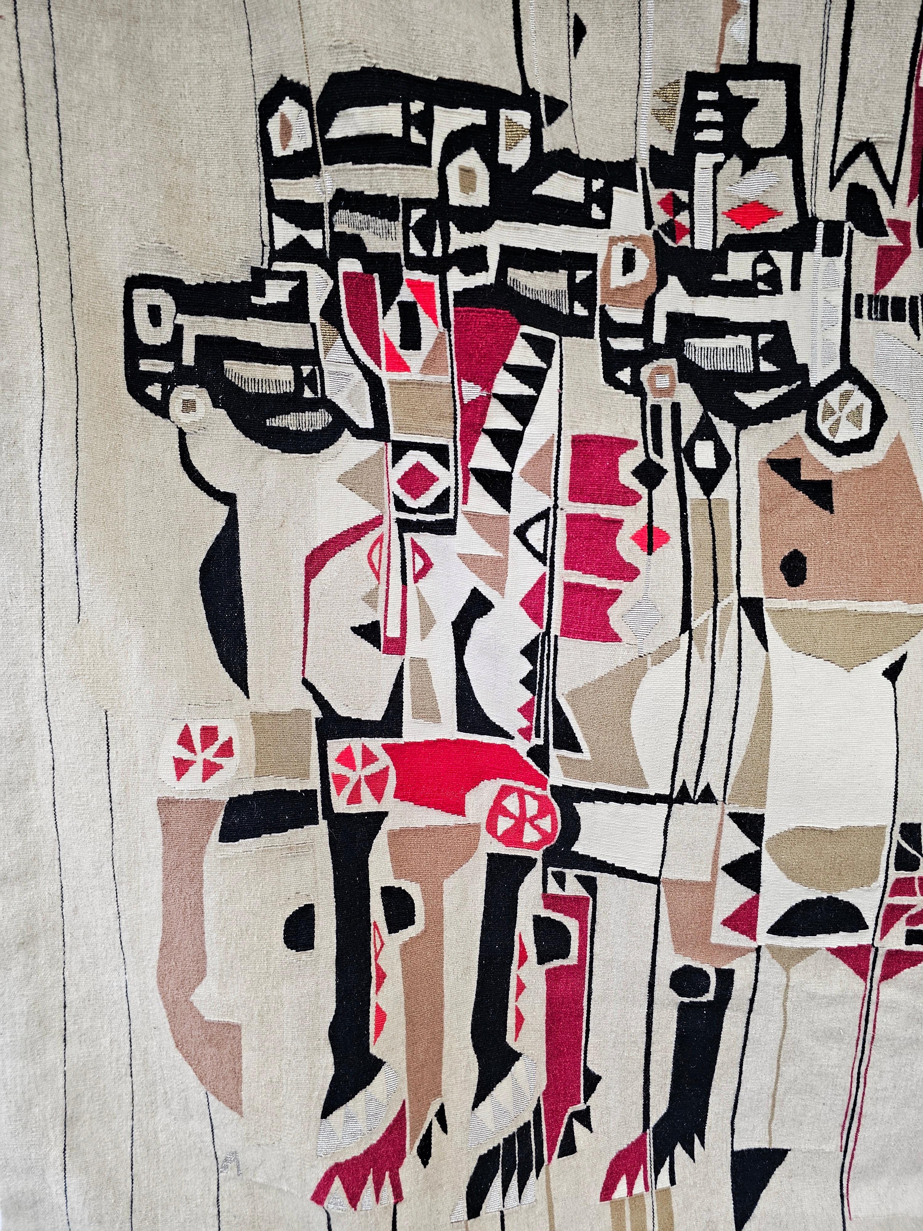 Extra Large Mid Century Modern Tapestry by Yugoslav Artist Mateja Rodiqi (Wolle) im Angebot