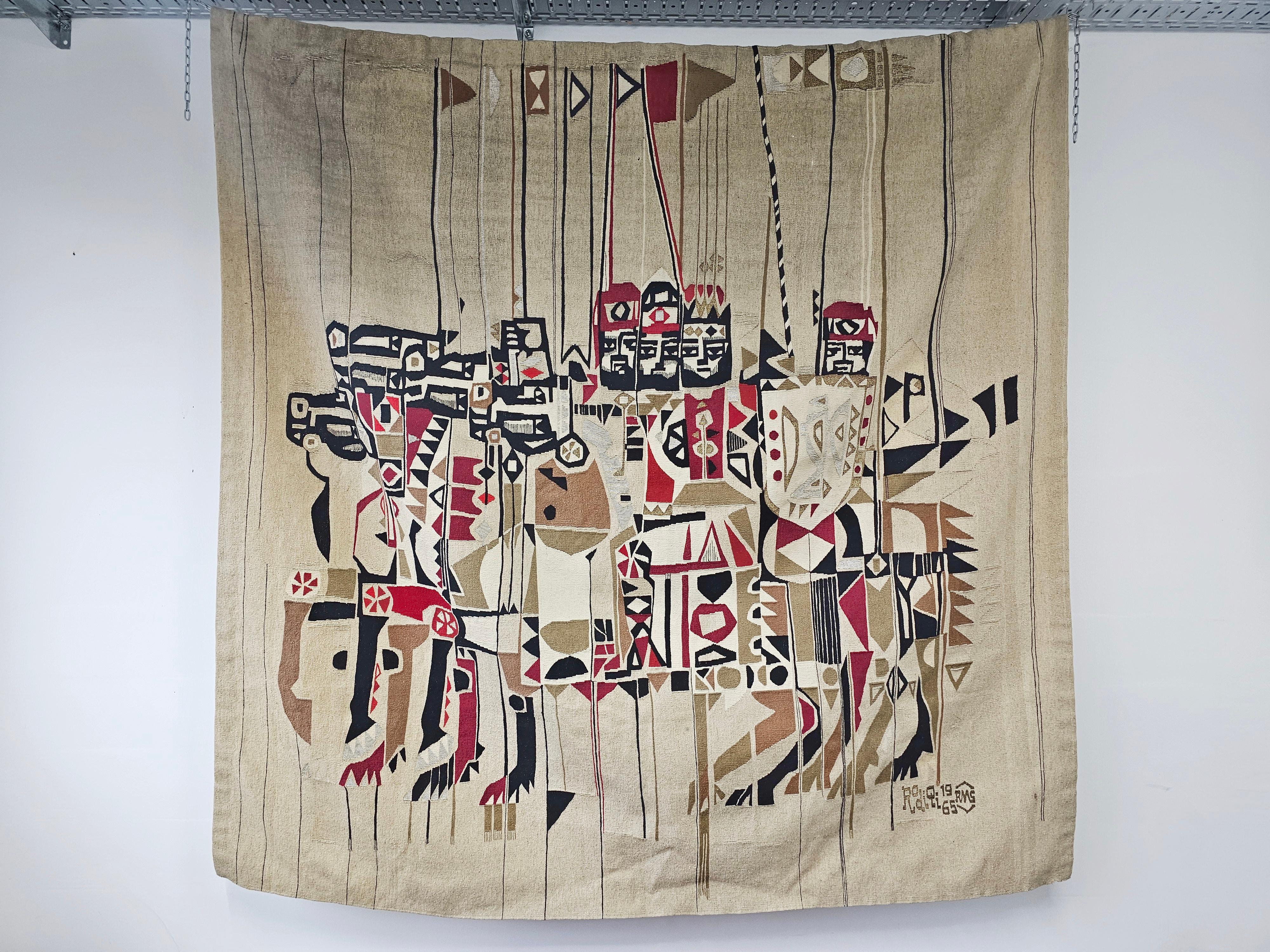 Extra Large Mid Century Modern Tapestry by Yugoslav Artist Mateja Rodiqi