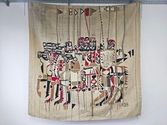 Extra Large Mid Century Modern Tapestry by Yugoslav Artist Mateja Rodiqi