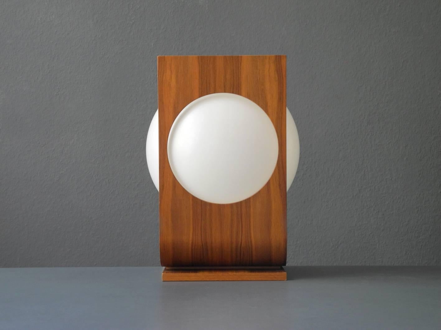 Swiss Extra Large Mid-Century Modern Temde 1960s Plywood Table Lamp with Walnut Veneer