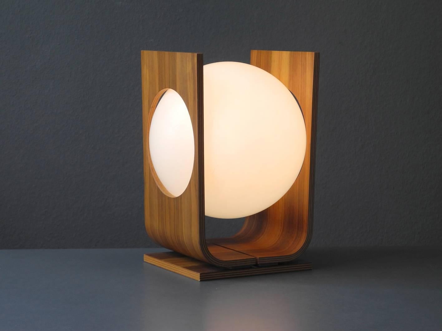 Mid-20th Century Extra Large Mid-Century Modern Temde 1960s Plywood Table Lamp with Walnut Veneer