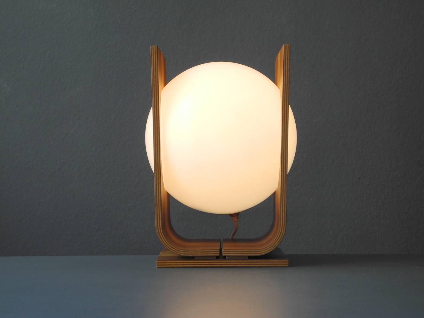 Metal Extra Large Mid-Century Modern Temde 1960s Plywood Table Lamp with Walnut Veneer