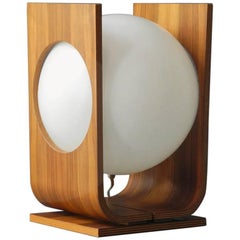 Extra Large Mid-Century Modern Temde 1960s Plywood Table Lamp with Walnut Veneer
