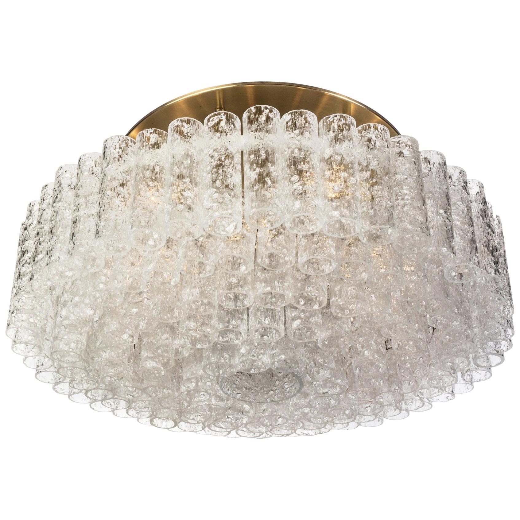 Extra Large Mid-Century Modernist, 1950s Flush Mount Chandelier, Doria Leuchten