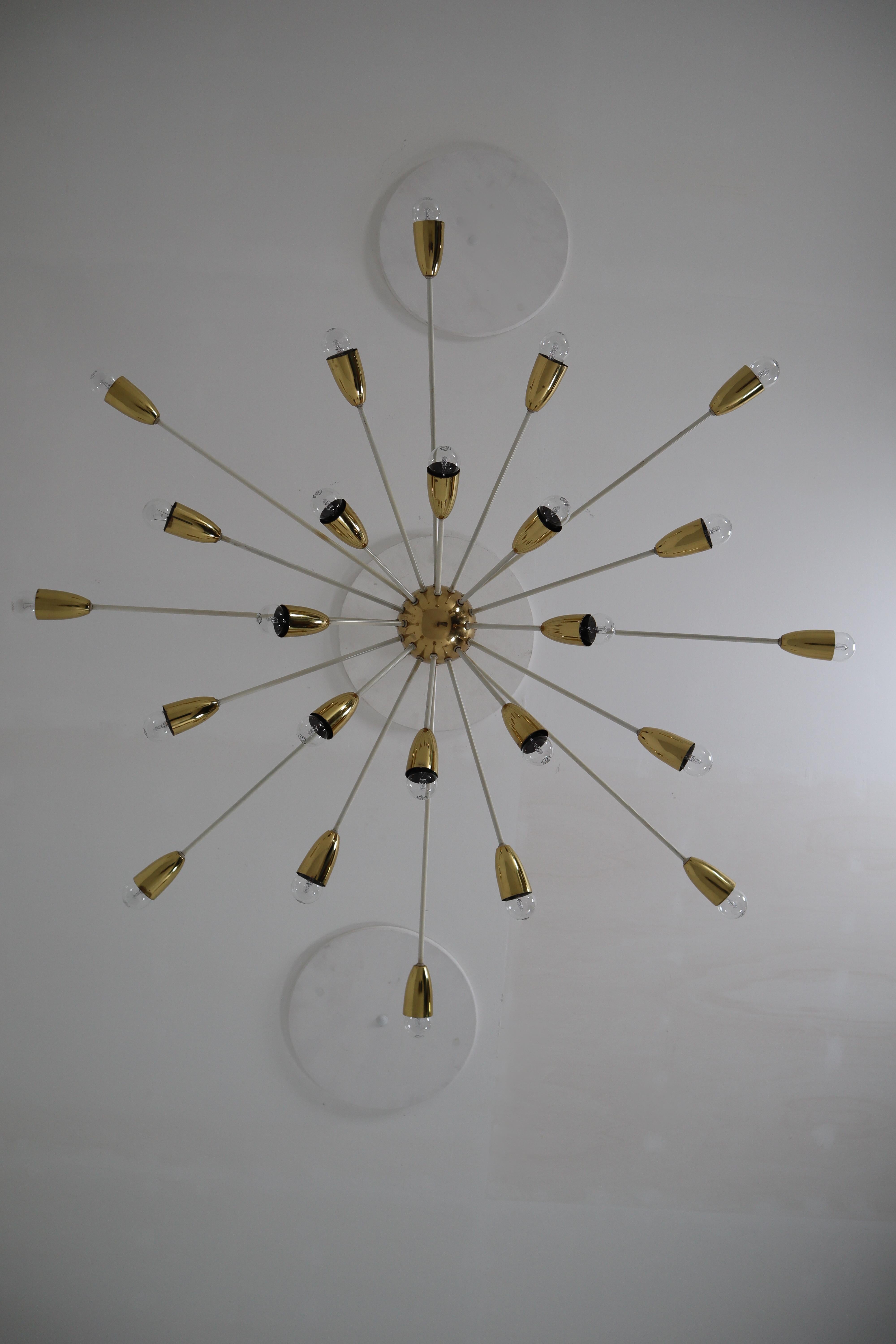 Extra Large Mid-Century Modernist Sputniks Chandeliers in Brass Praque, 1970s 2