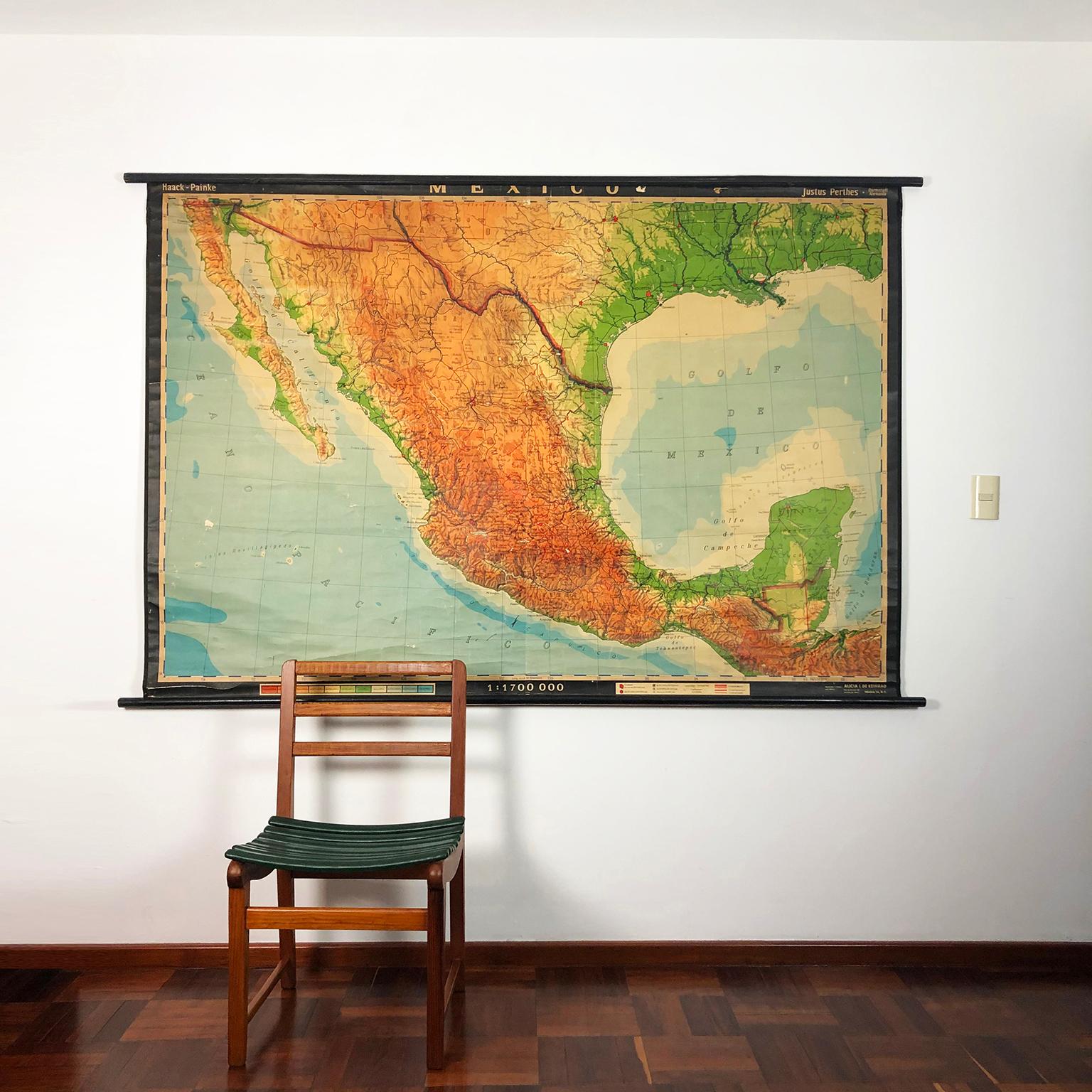 Mid-Century Modern Extra Large Midcentury School Map of Mexico by Haack Painke Kooyman