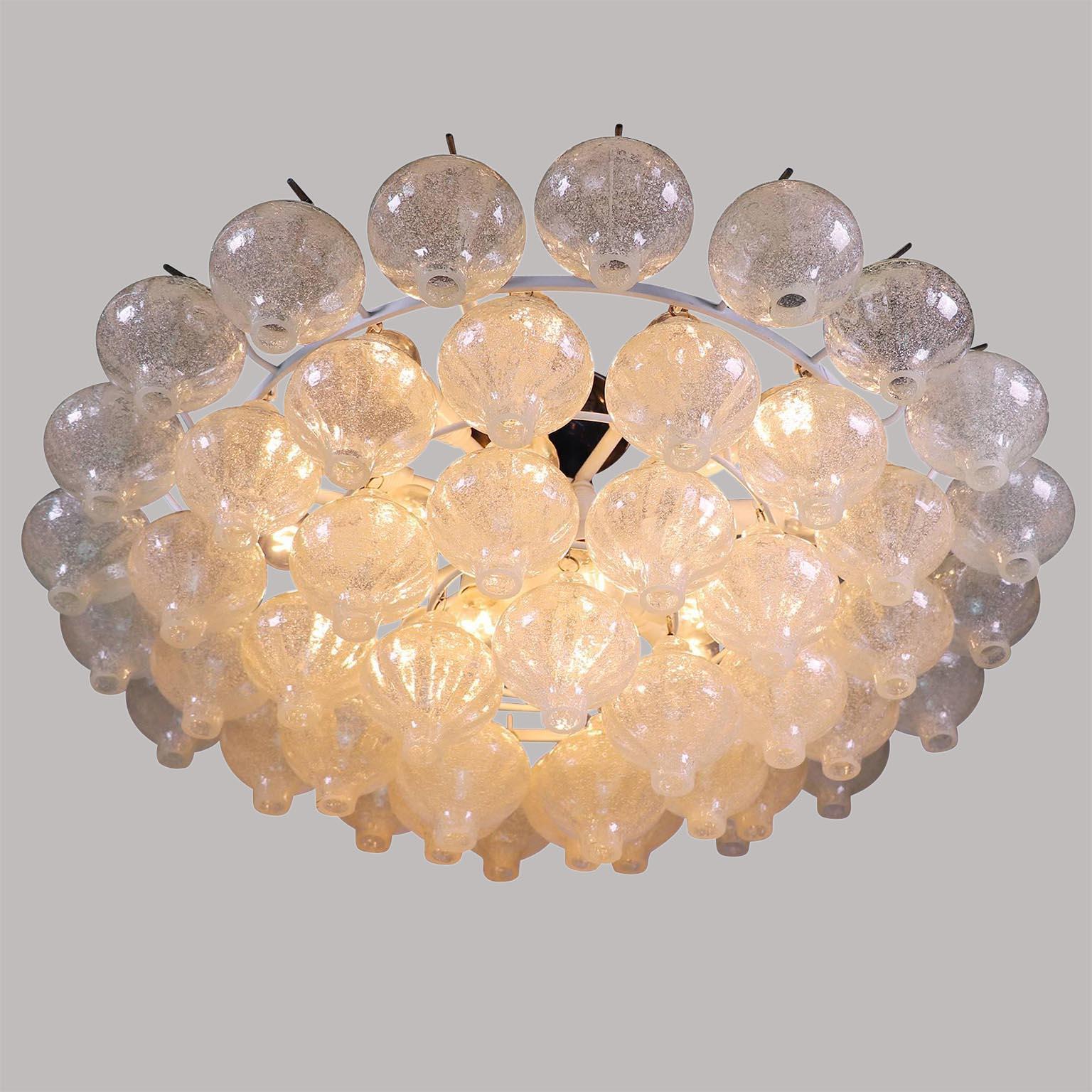Extra Large Mid-Century 'Tulipan' Glass Flush Mount Light Fixture by Kalmar 1970 In Good Condition For Sale In Hausmannstätten, AT
