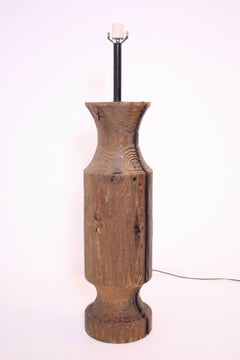 Extra Large Midcentury Turned Wood Lamp