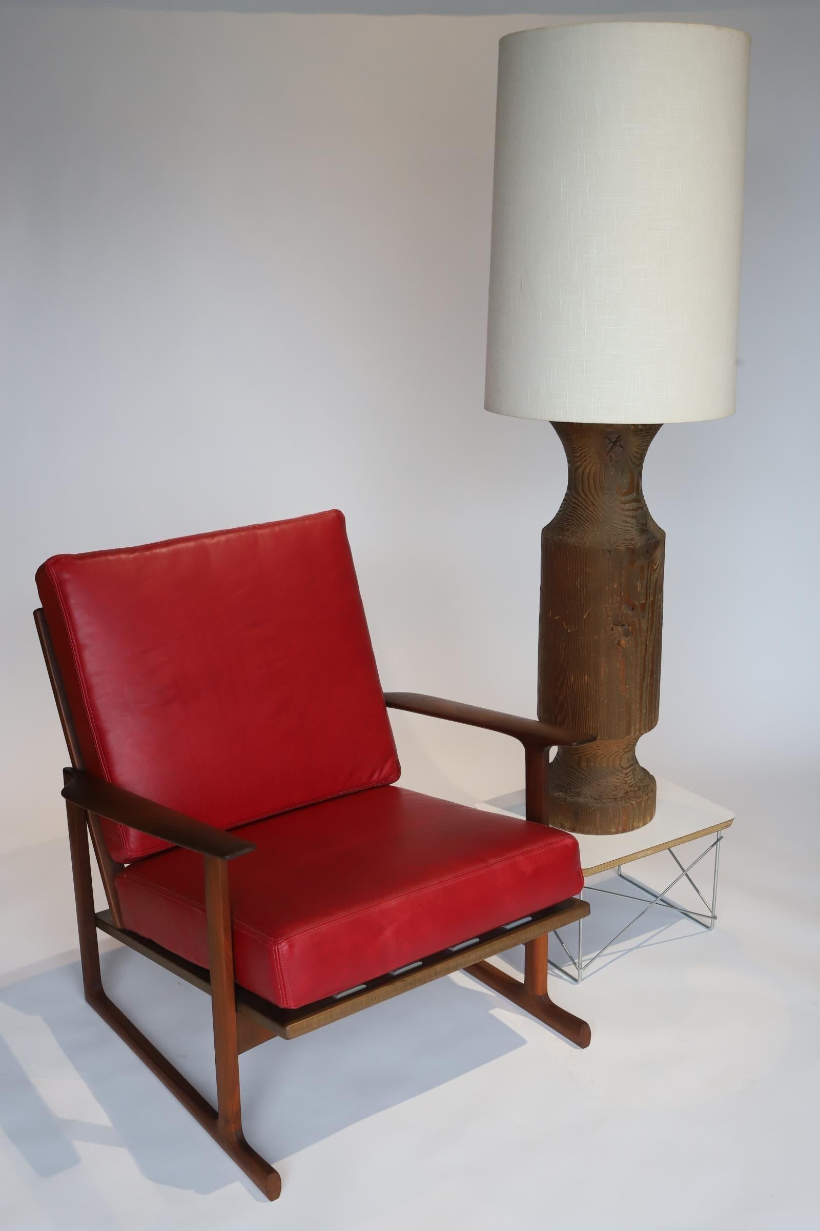 Unknown Extra Large Midcentury Turned Wood Lamp For Sale