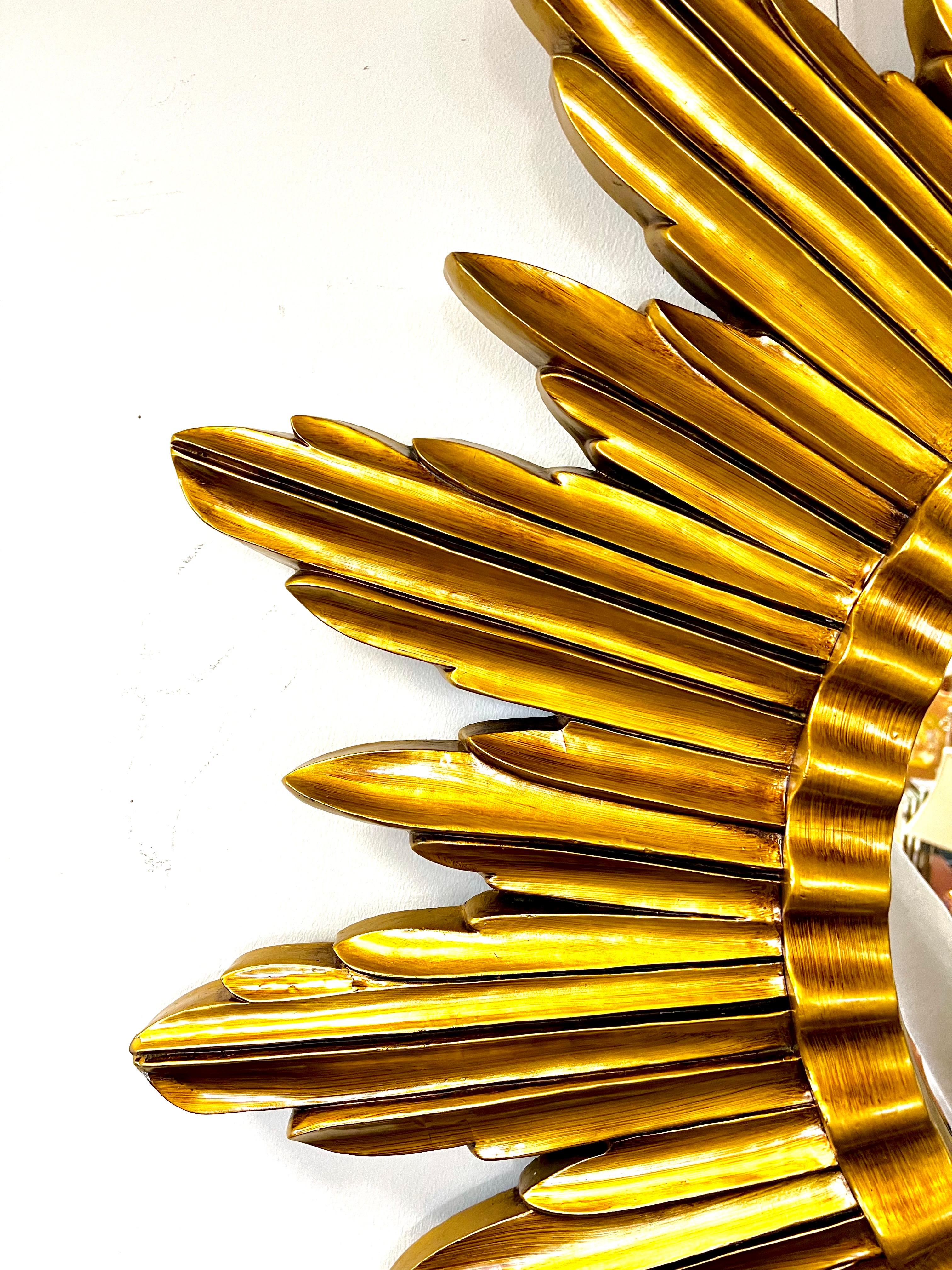 Mid-Century Modern Extra Large Mid Century Vintage Gold Gilt Starburst Sunburst Mirror