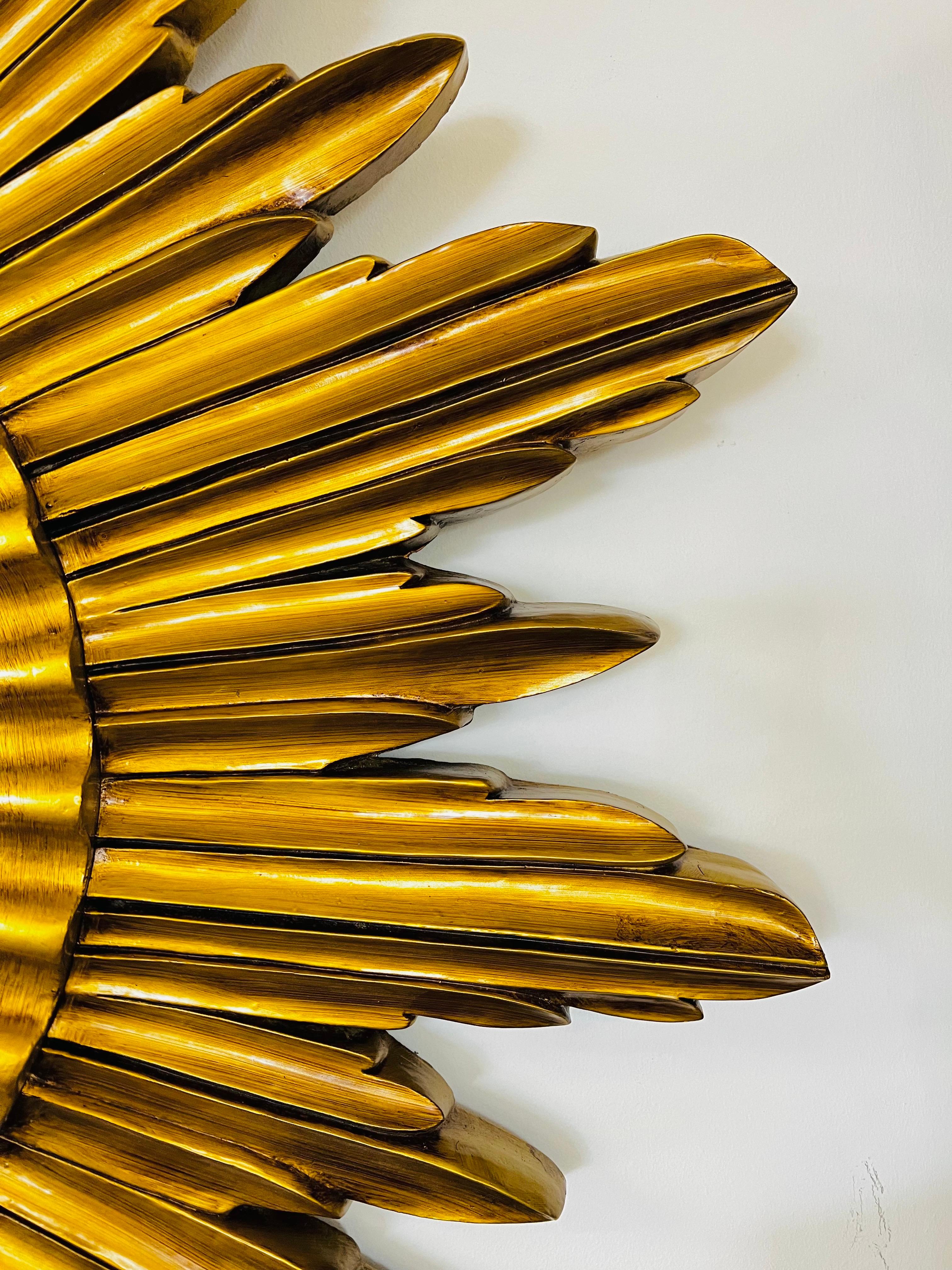 Italian Extra Large Mid Century Vintage Gold Gilt Starburst Sunburst Mirror