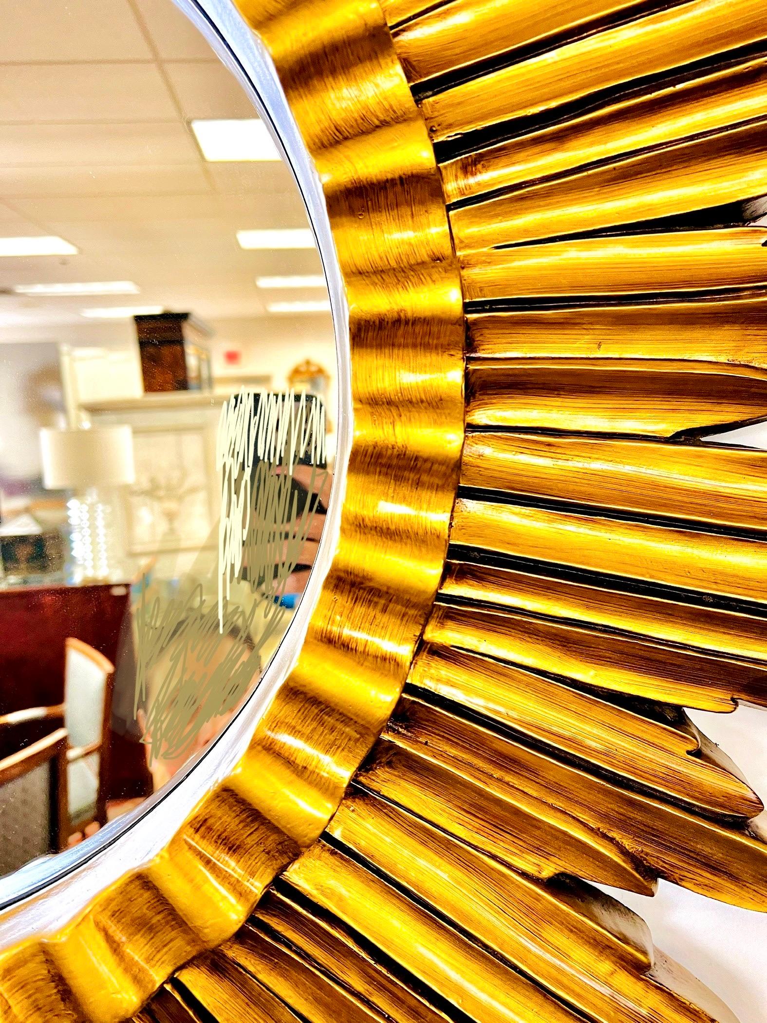 Extra Large Mid Century Vintage Gold Gilt Starburst Sunburst Mirror In Good Condition In West Hartford, CT