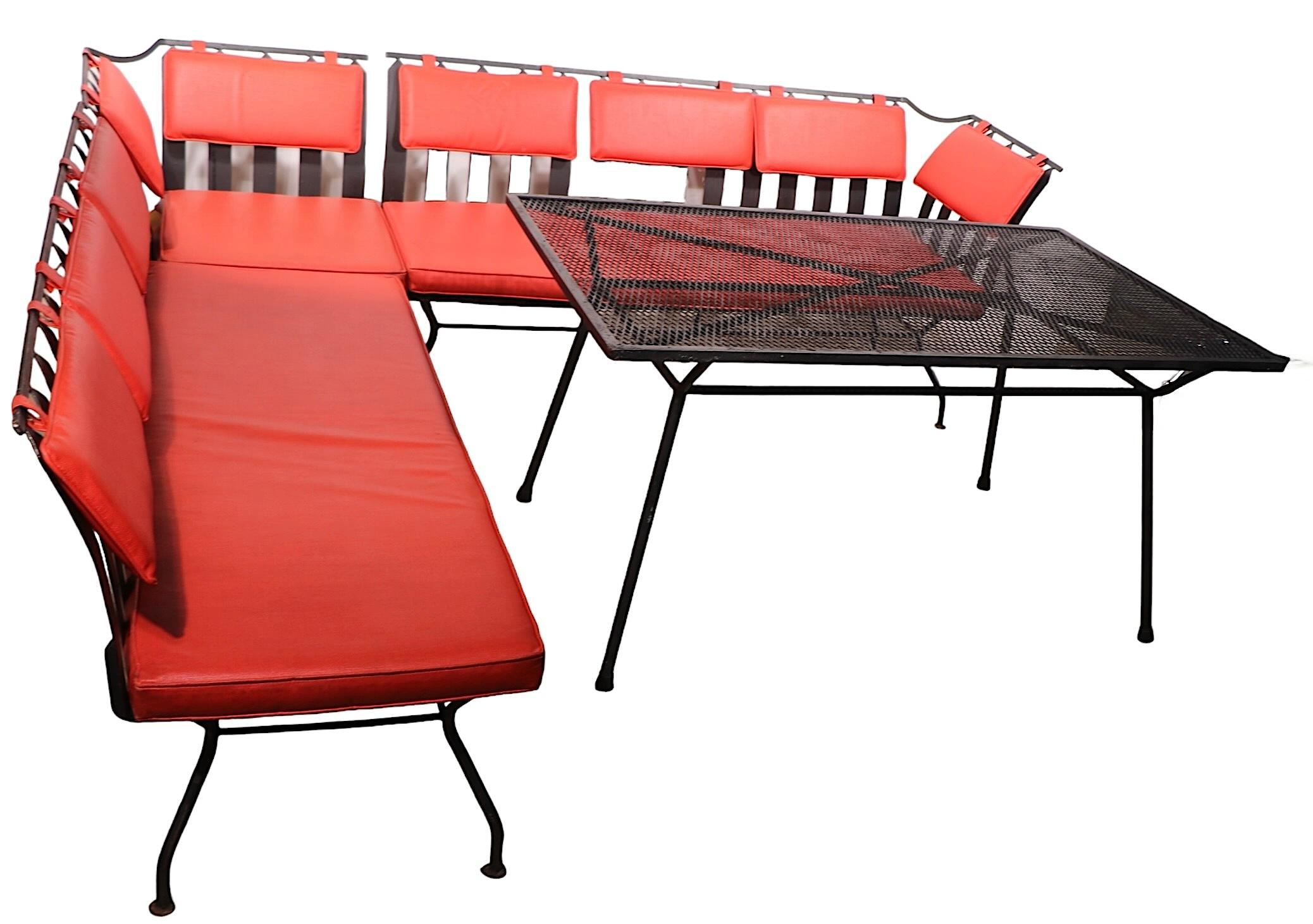 Extra large Mid Century  Courroie en métal et fer forgé Woodard  Canapé en vente 3