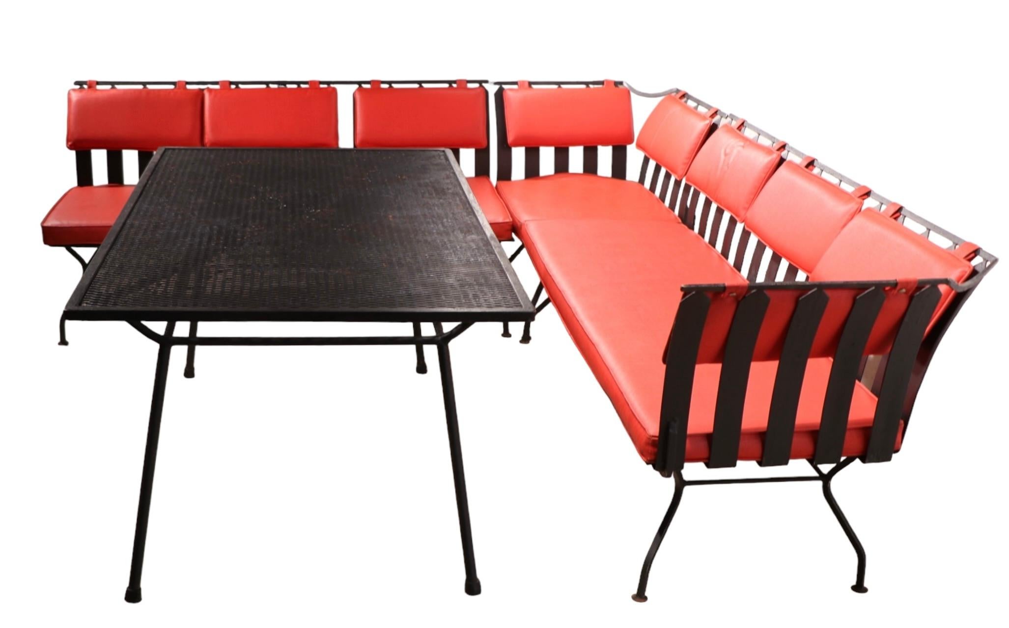 Extra large Mid Century  Courroie en métal et fer forgé Woodard  Canapé en vente 8