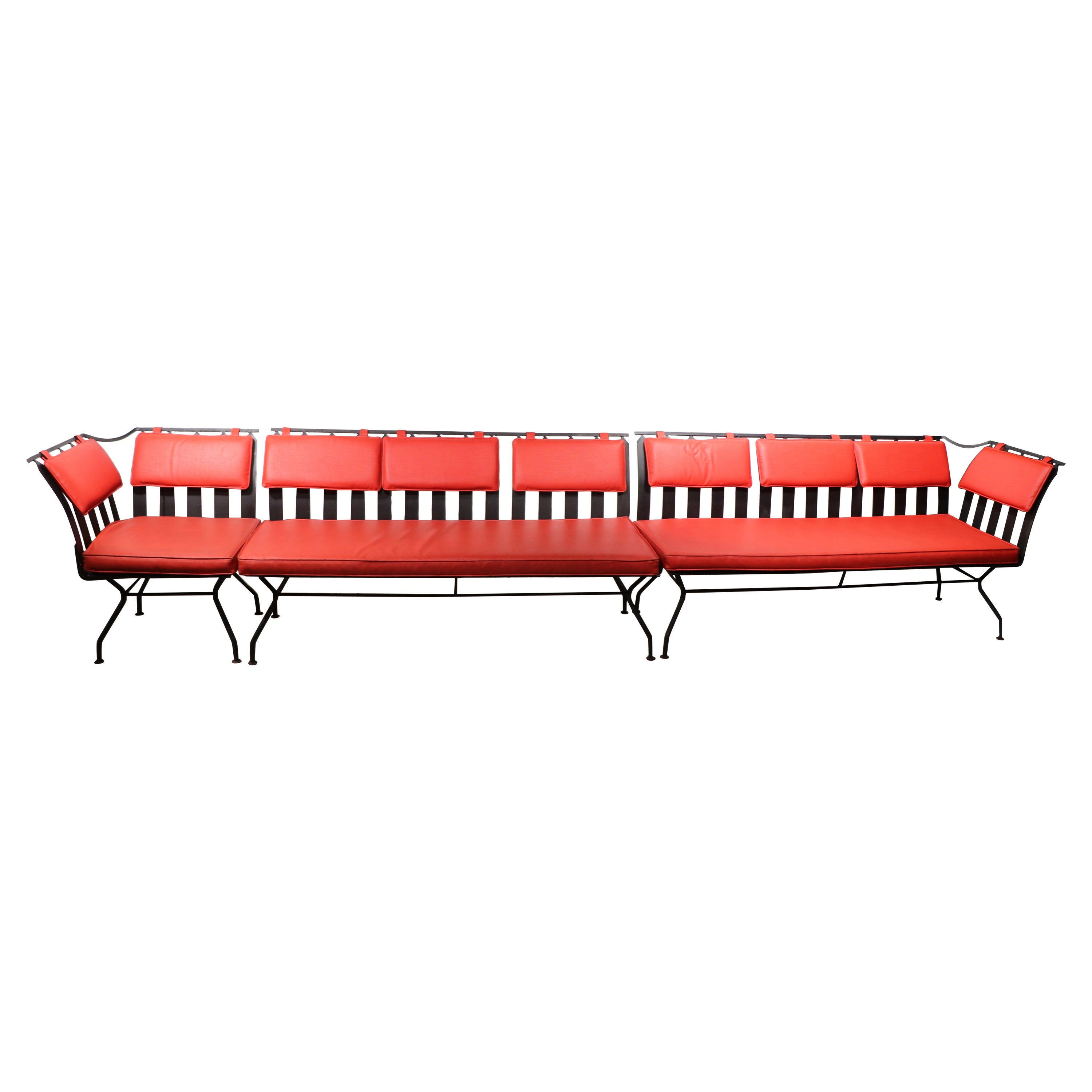 Extra Large Mid Century  Cinghia in ferro battuto e metallo Woodard  Divano in vendita