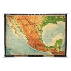 Extra Large Midcentury School Map of Mexico by Haack Painke Kooyman