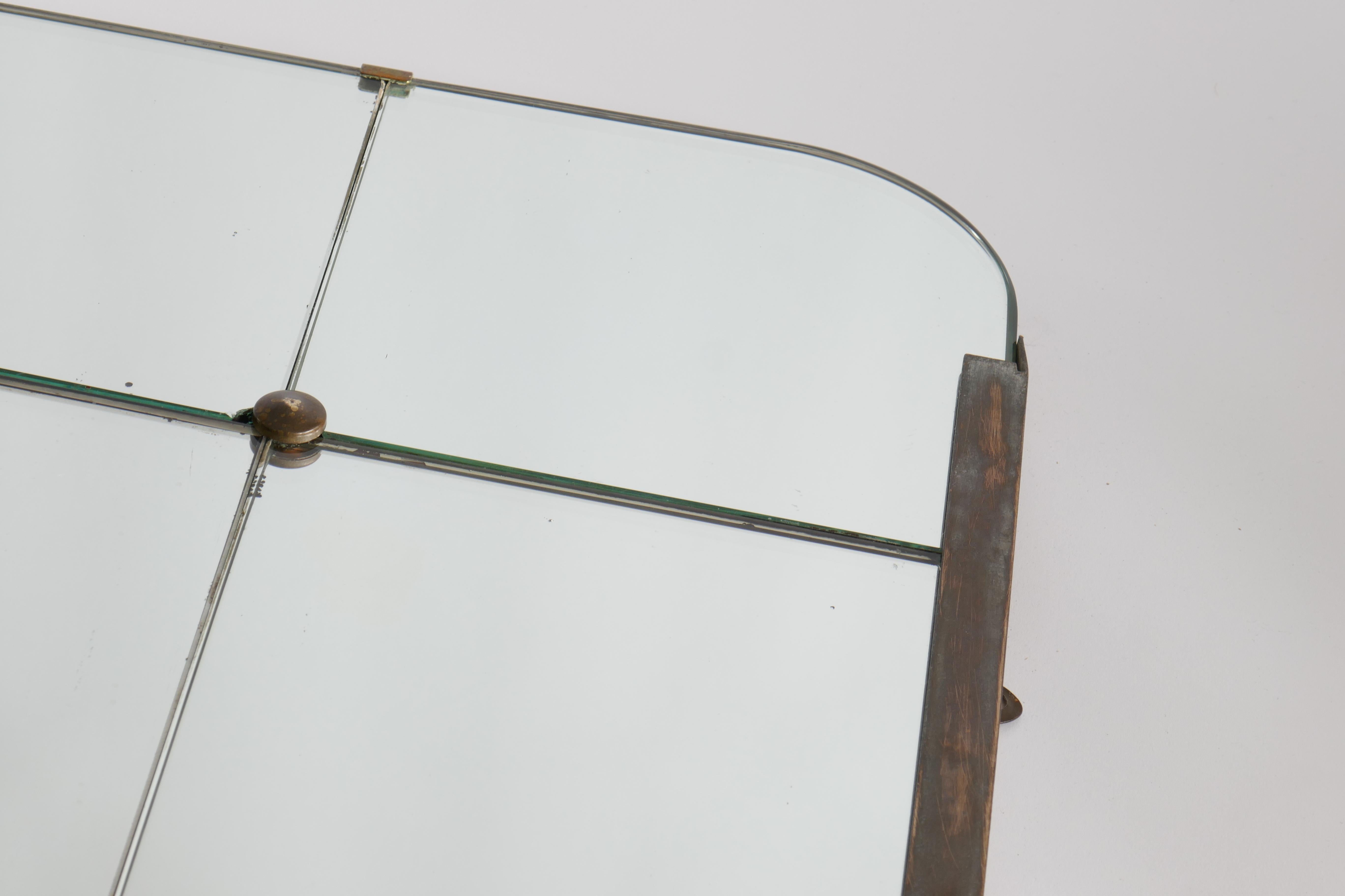 Extra Large Mirror with Original Glass and Brass Ornements, Italy, 1950s For Sale 6