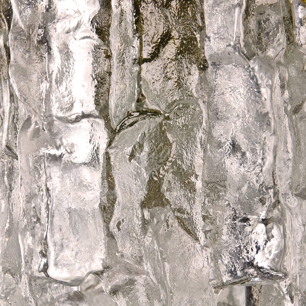 Late 20th Century Extra Large Modern Three-Tiered Kalmar Ice Glass Chandelier