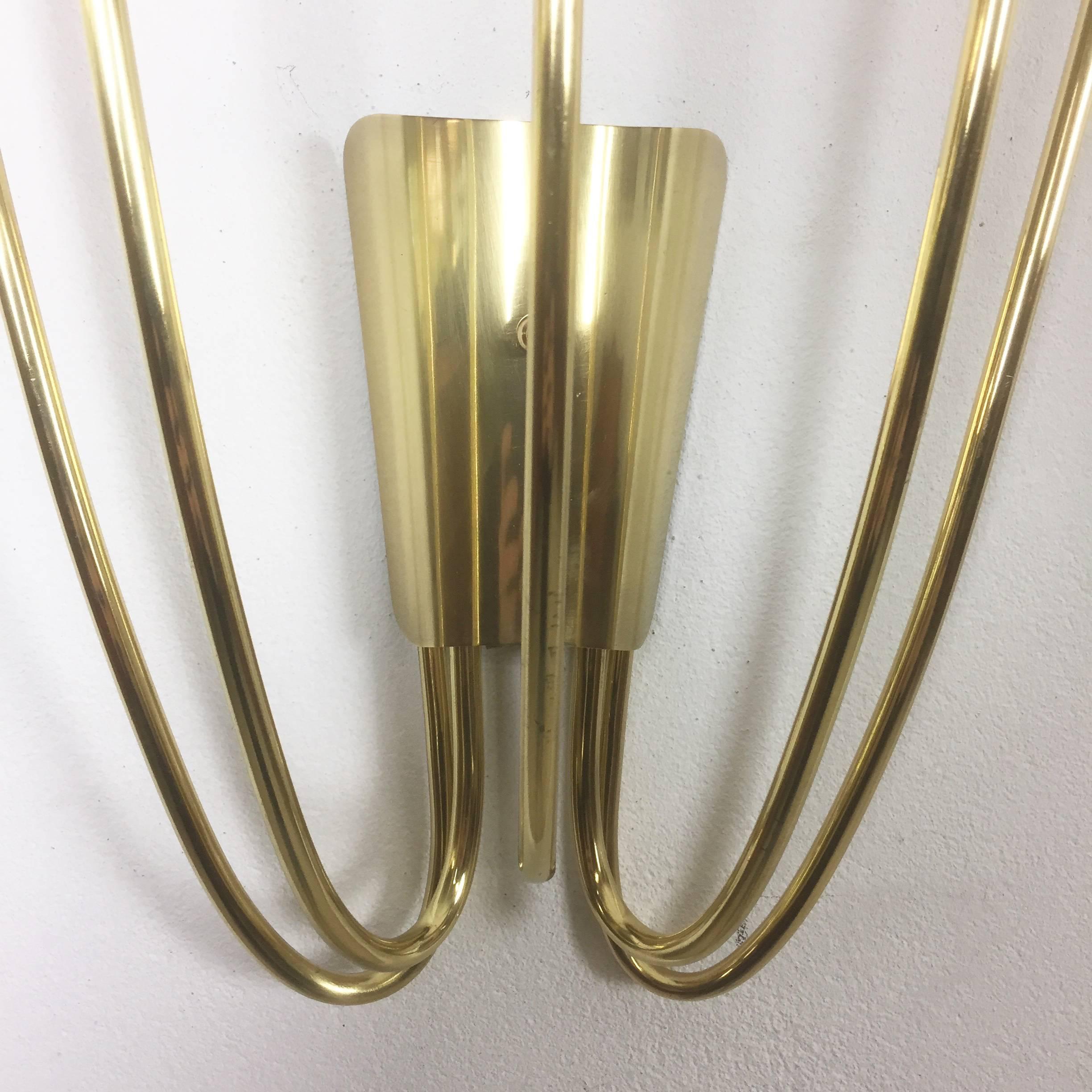 Extra Large Modernist Brass Italian Theatre Wall Light Sconces, Italy, 1950s 2