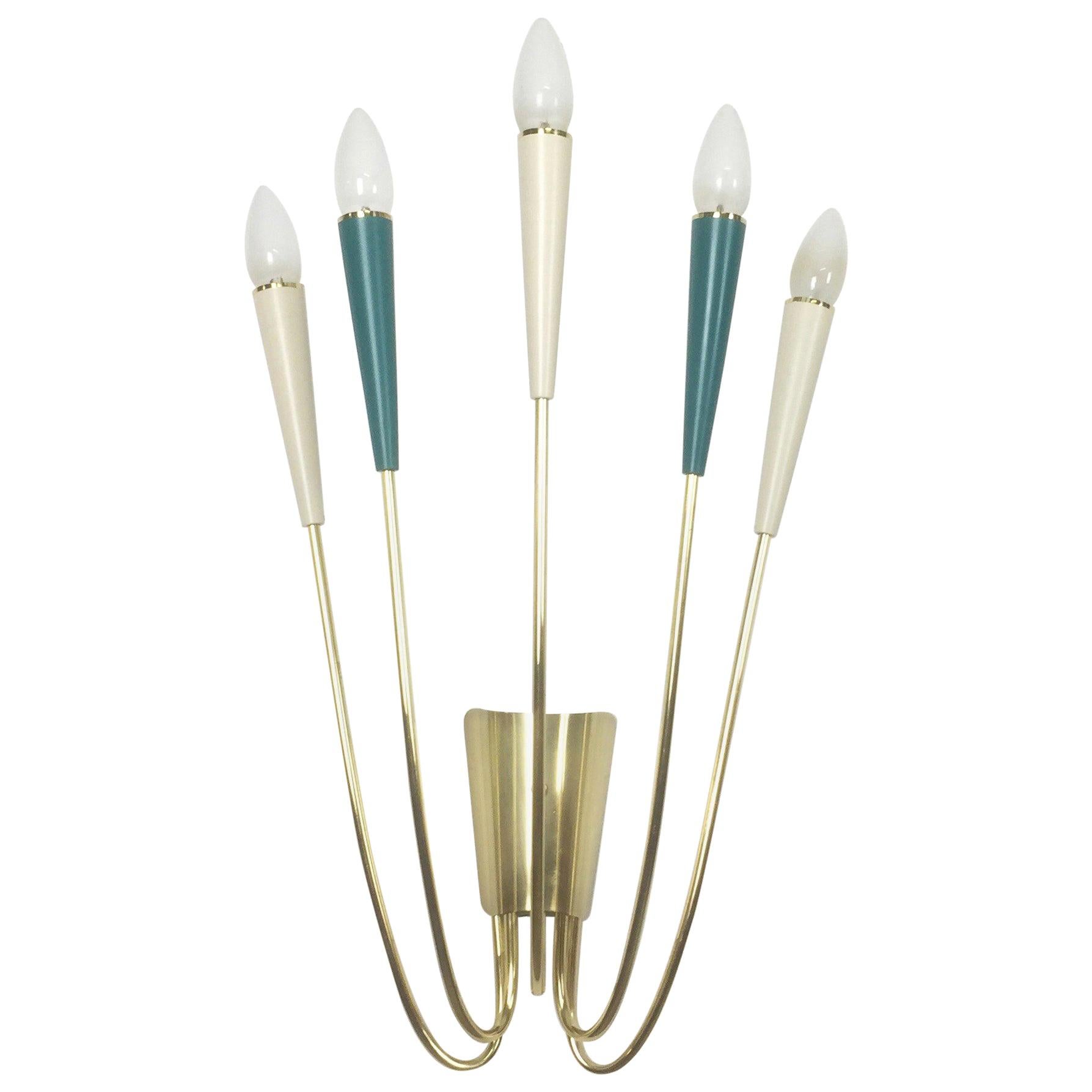 Large Floral Wall Sconce, Brass, ca. 1950`s at 1stDibs