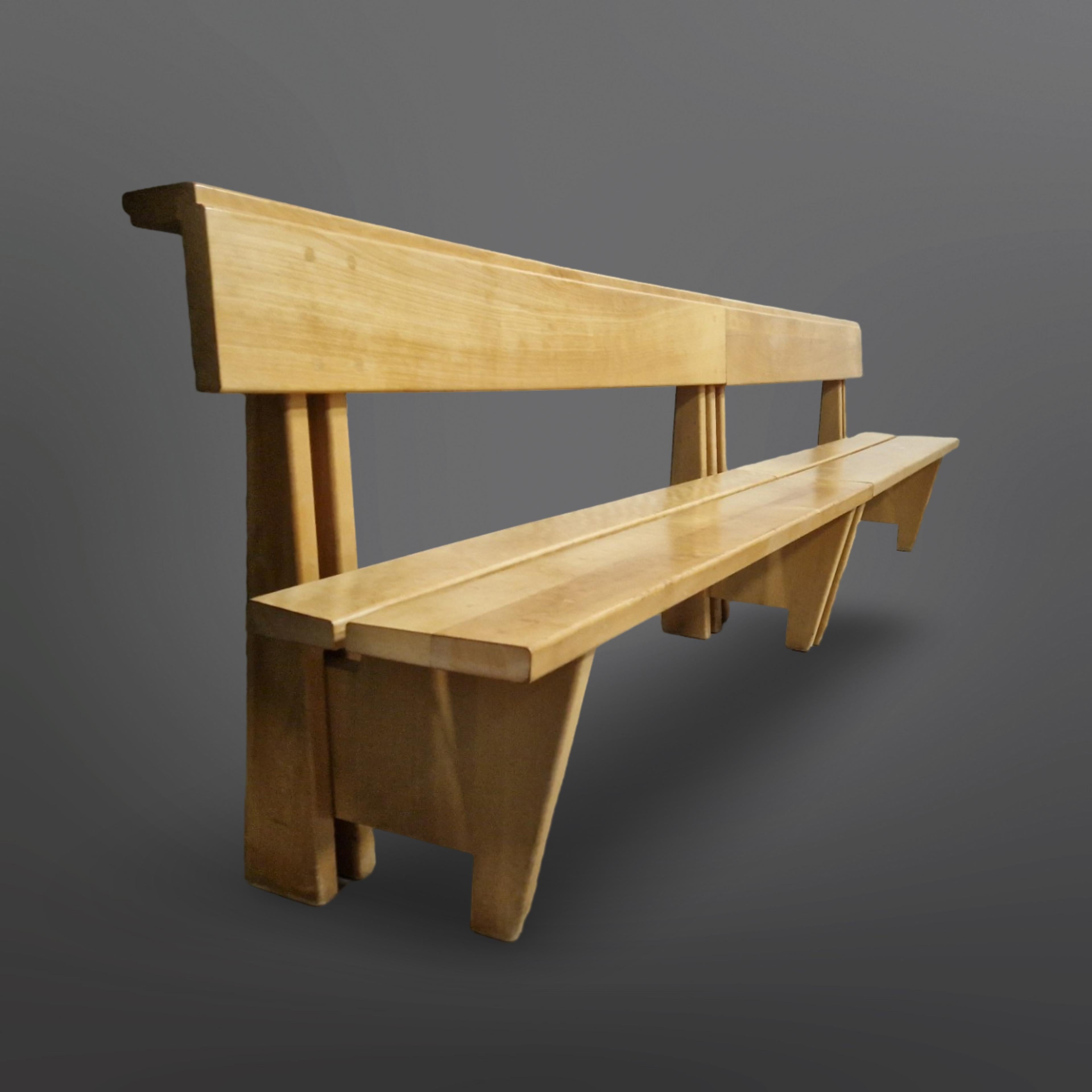 Extra large modernist solid wood bench, Netherlands 1960s For Sale 3