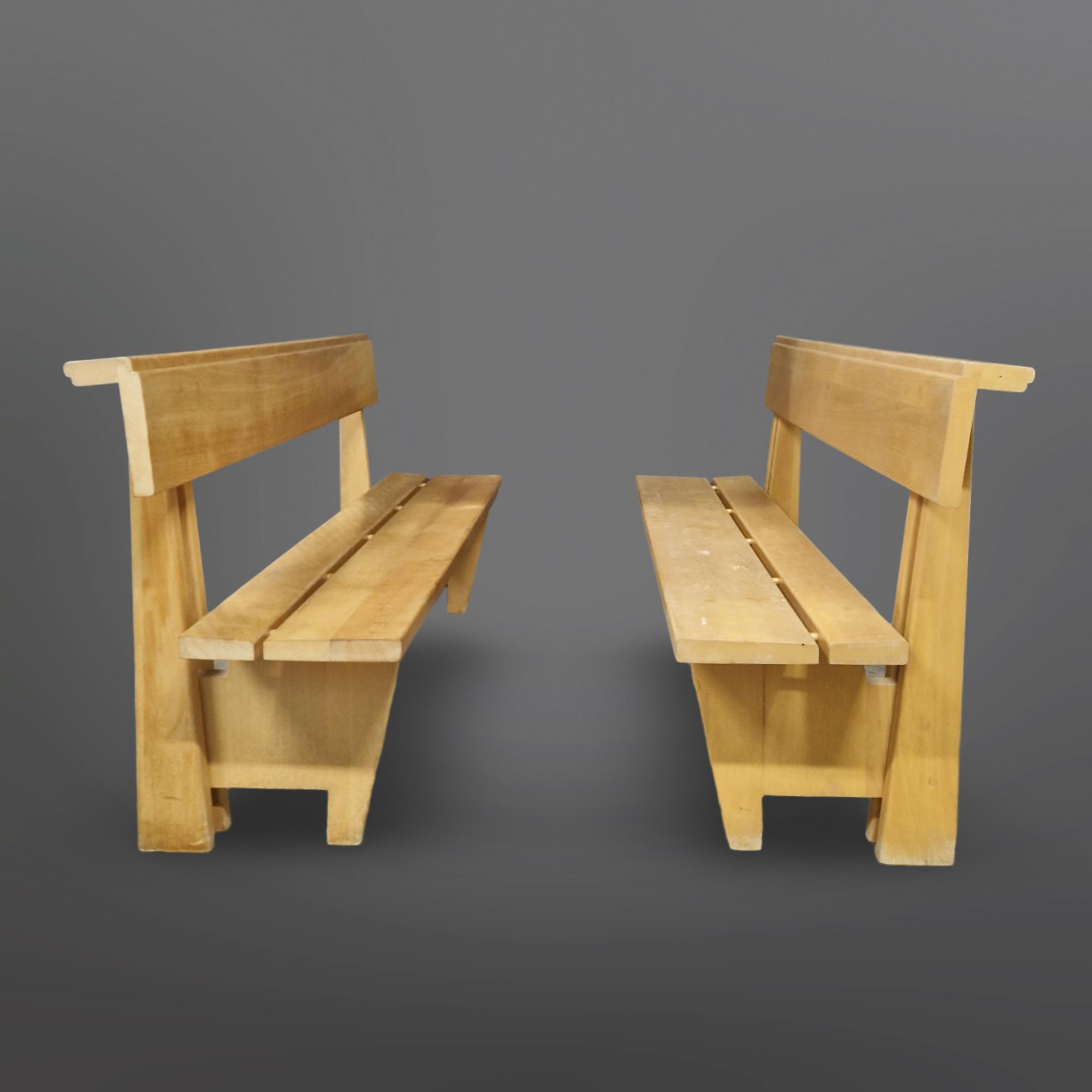 Extra large modernist solid wood bench, Netherlands 1960s For Sale 4