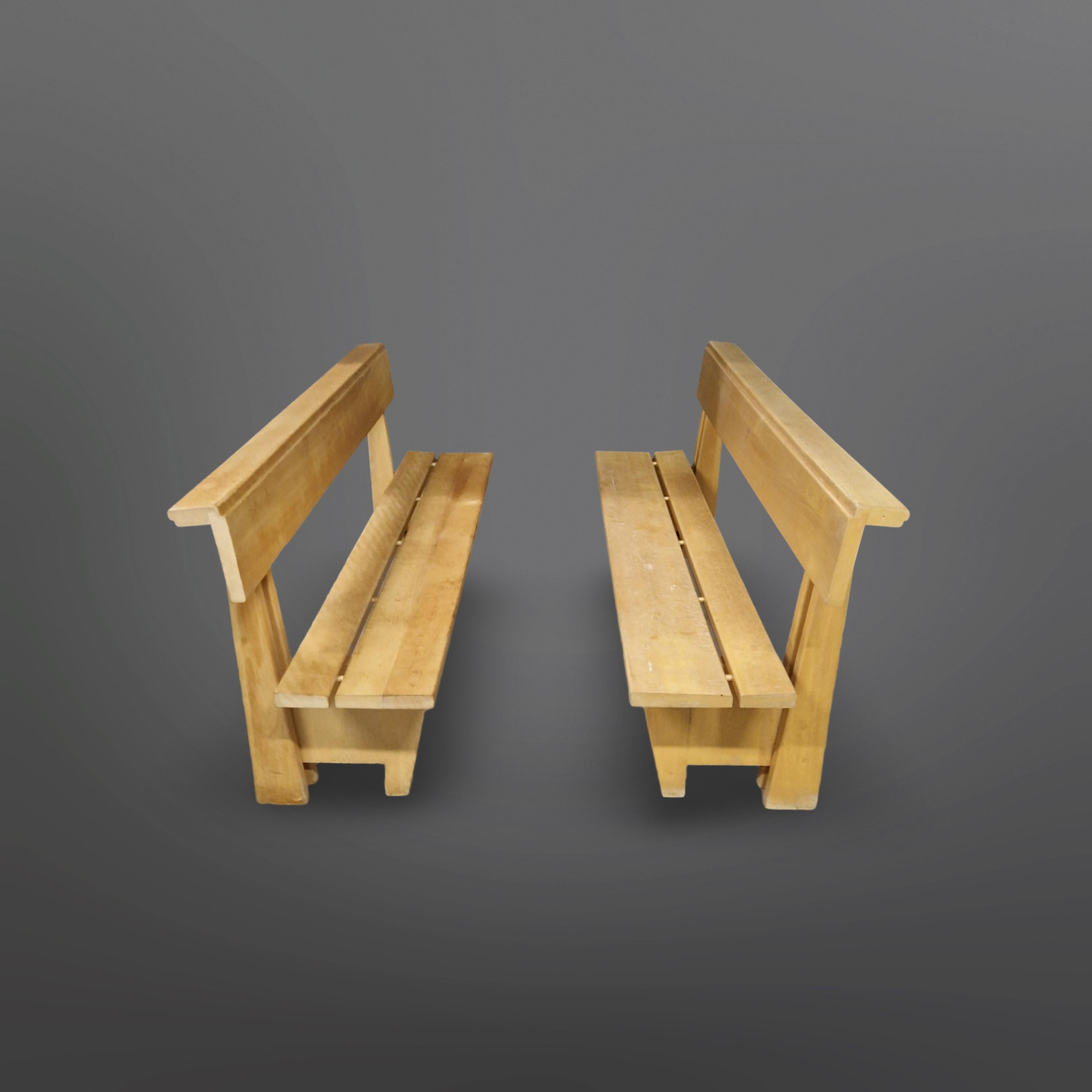 Extra large modernist solid wood bench, Netherlands 1960s For Sale 5