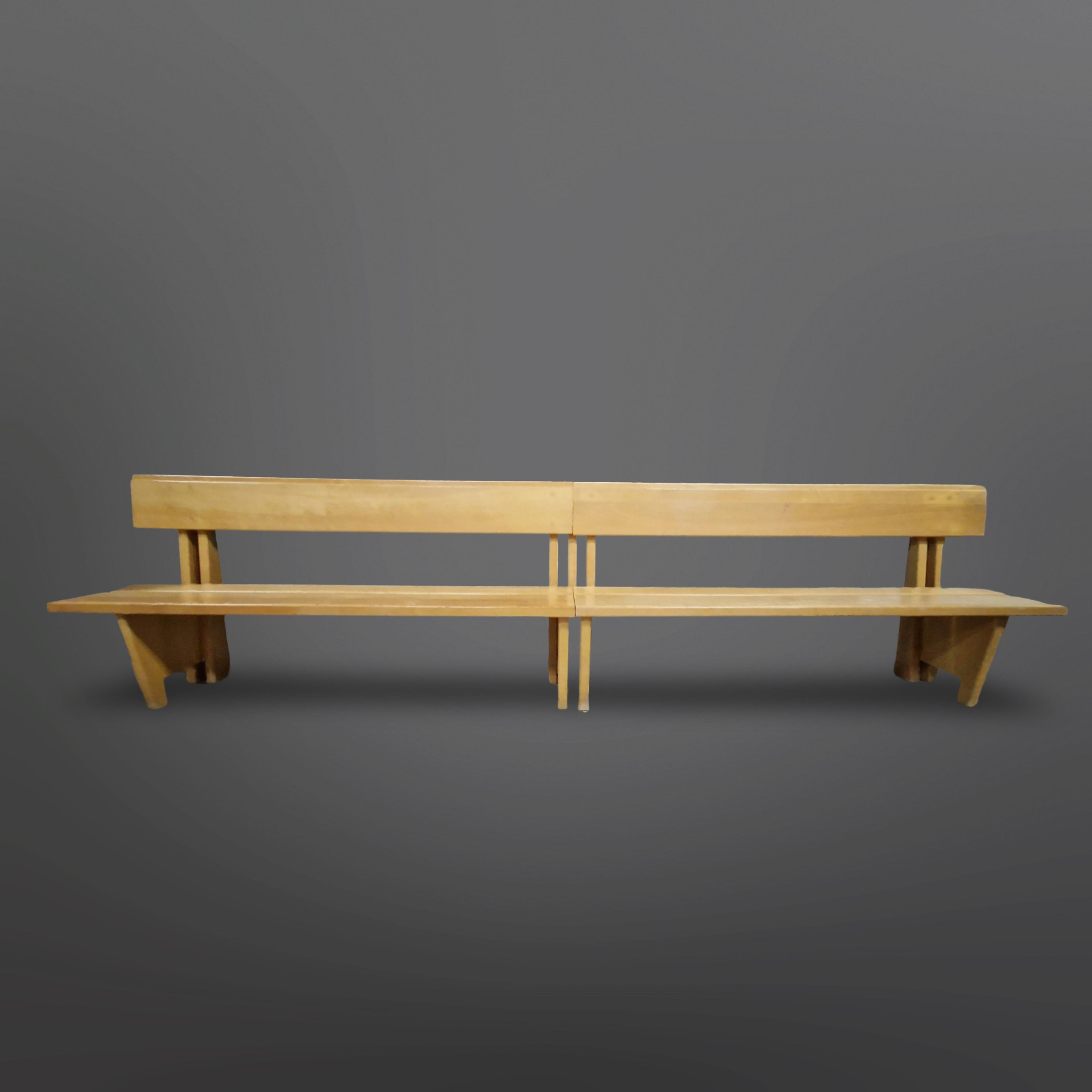 Modern Extra large modernist solid wood bench, Netherlands 1960s For Sale