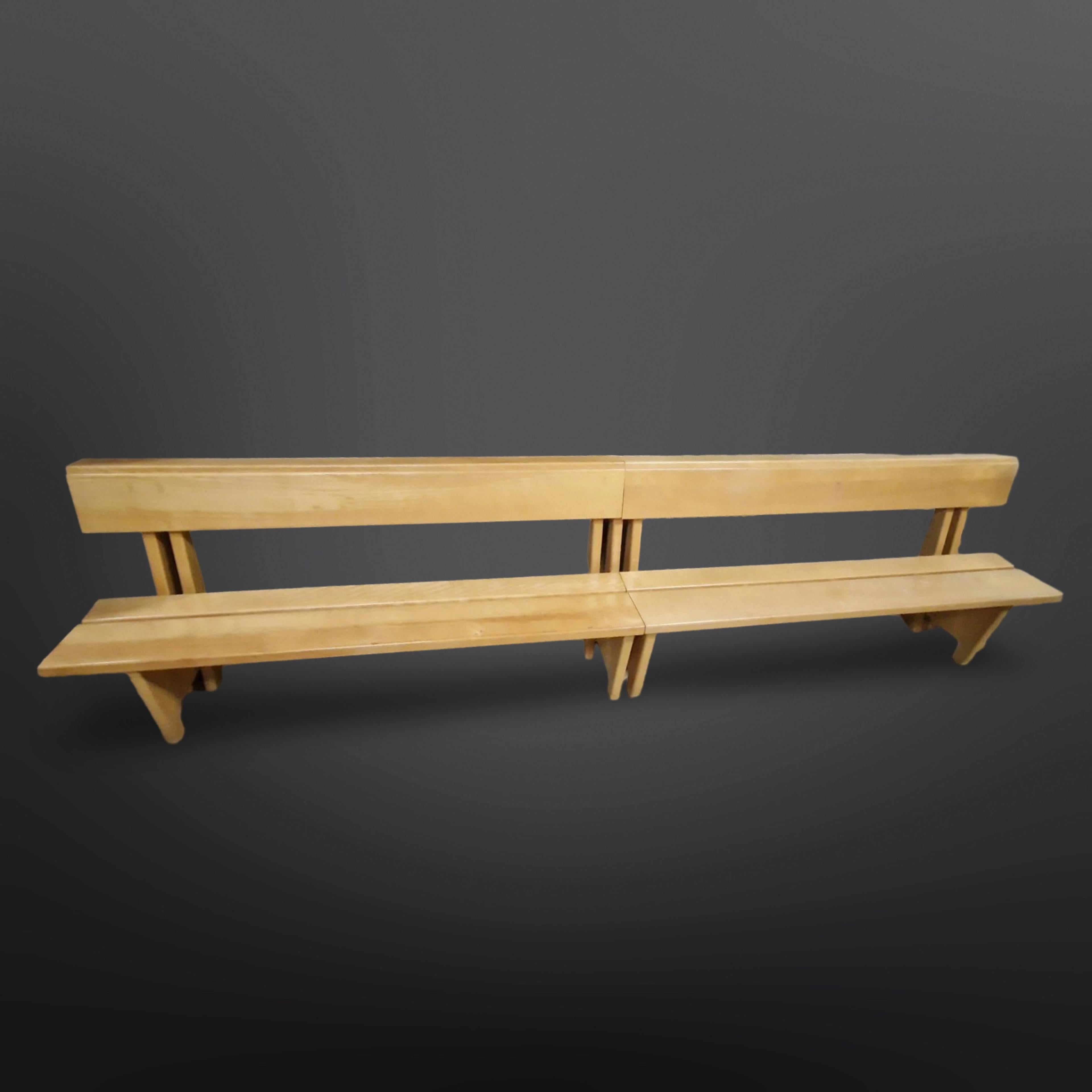 Dutch Extra large modernist solid wood bench, Netherlands 1960s For Sale