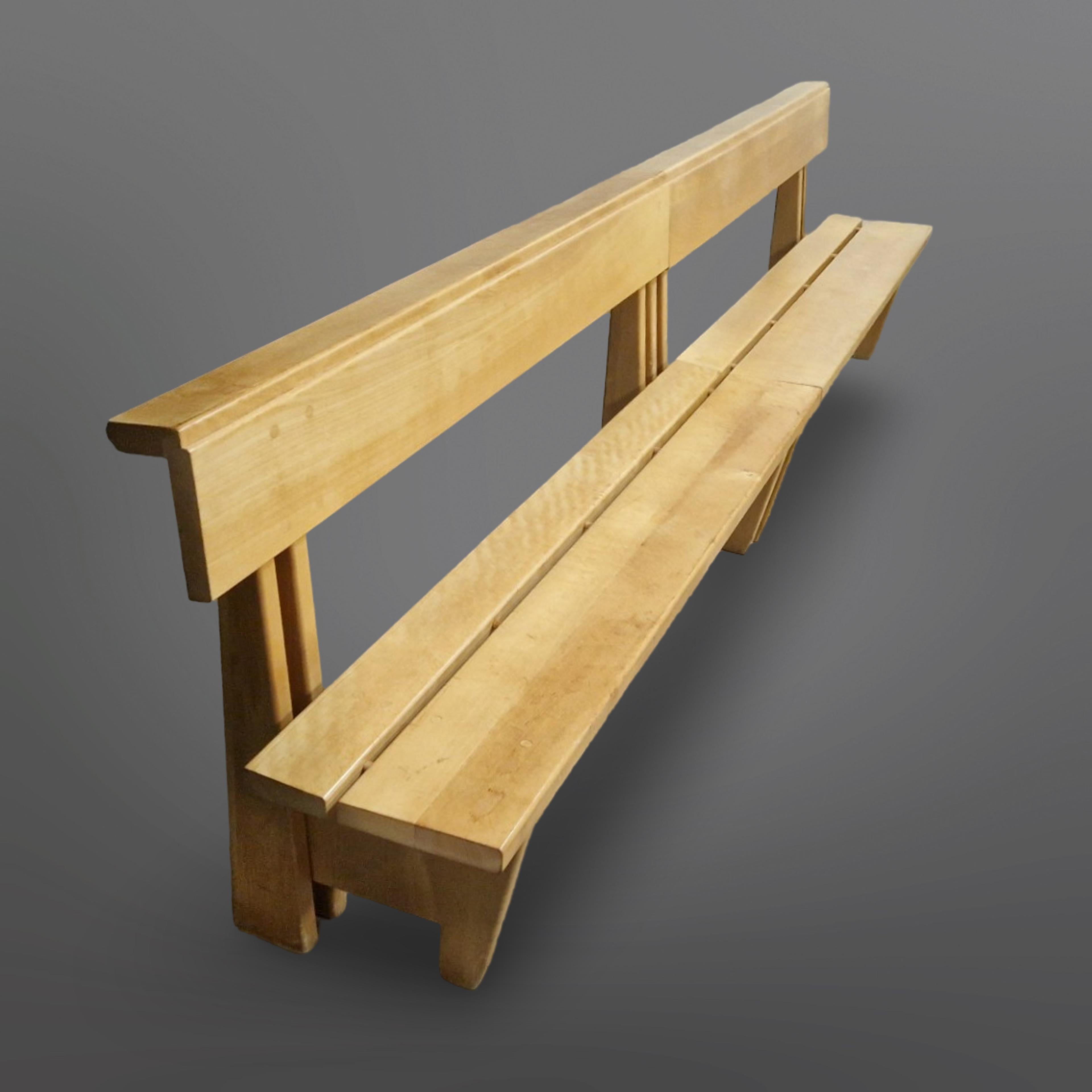Hand-Crafted Extra large modernist solid wood bench, Netherlands 1960s For Sale