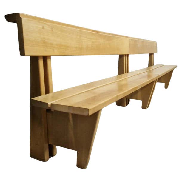 Extra large modernist solid wood bench, Netherlands 1960s For Sale at ...