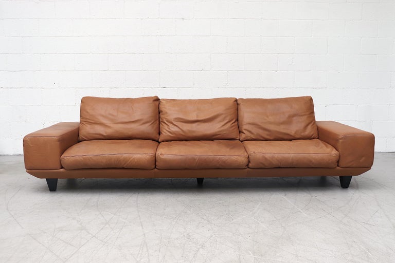 Extra Large Molinari Cognac Leather Sofa At 1stdibs - Leather Sofa With Removable Seat Cushions Uk