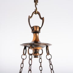 Extra Large Moonstone Glass Plafonnier With Oxidised Copper Fittings Attributed