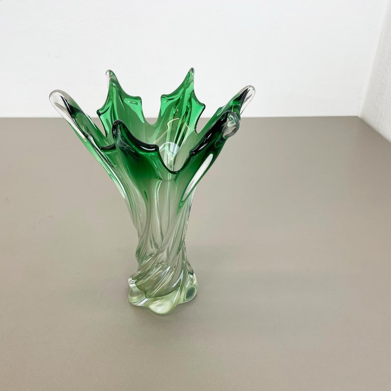 Mid-Century Modern Extra Large Multi-Color Floral Glass Sommerso Vase Made in Murano, Italy, 1970s For Sale