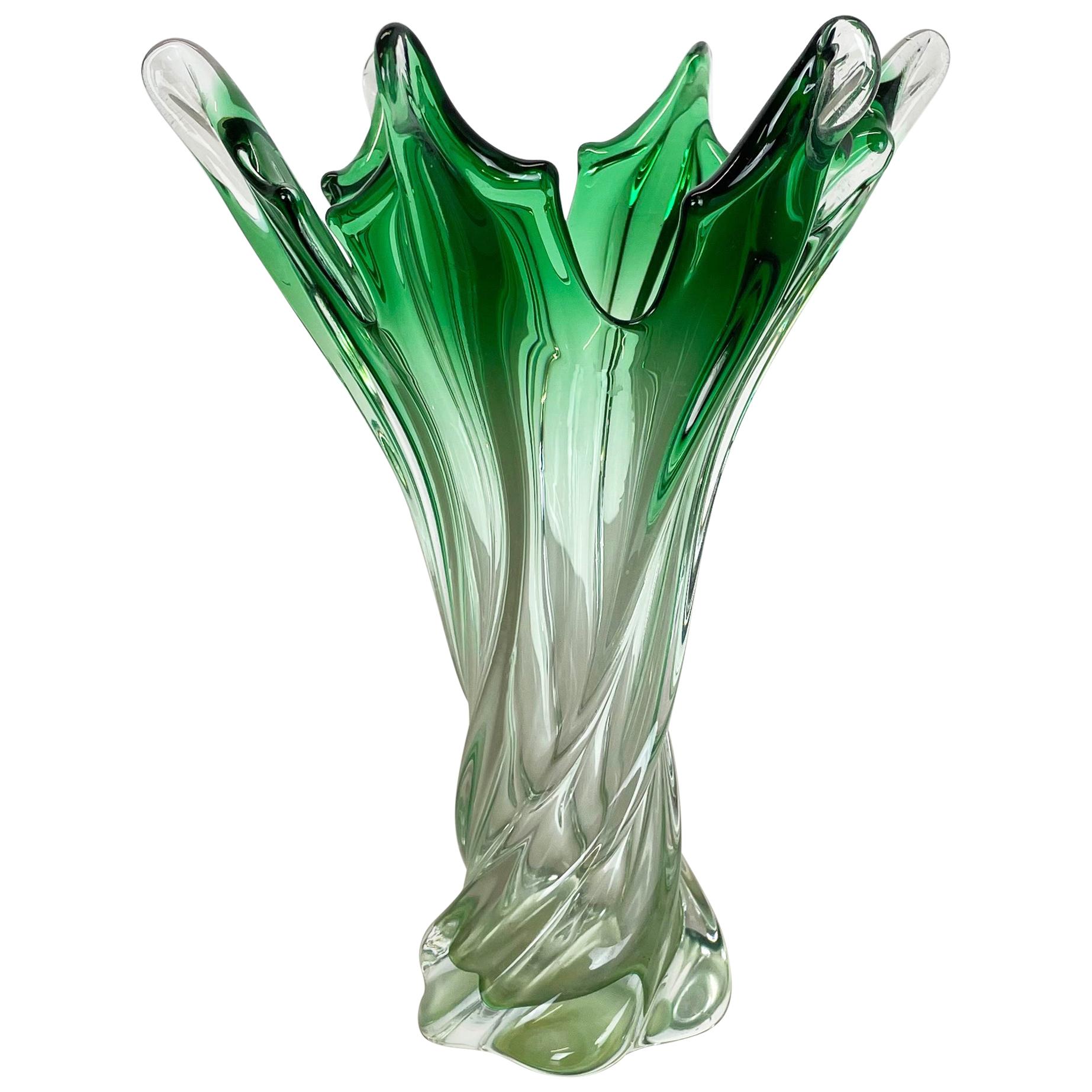 Extra Large Multi-Color Floral Glass Sommerso Vase Made in Murano, Italy, 1970s