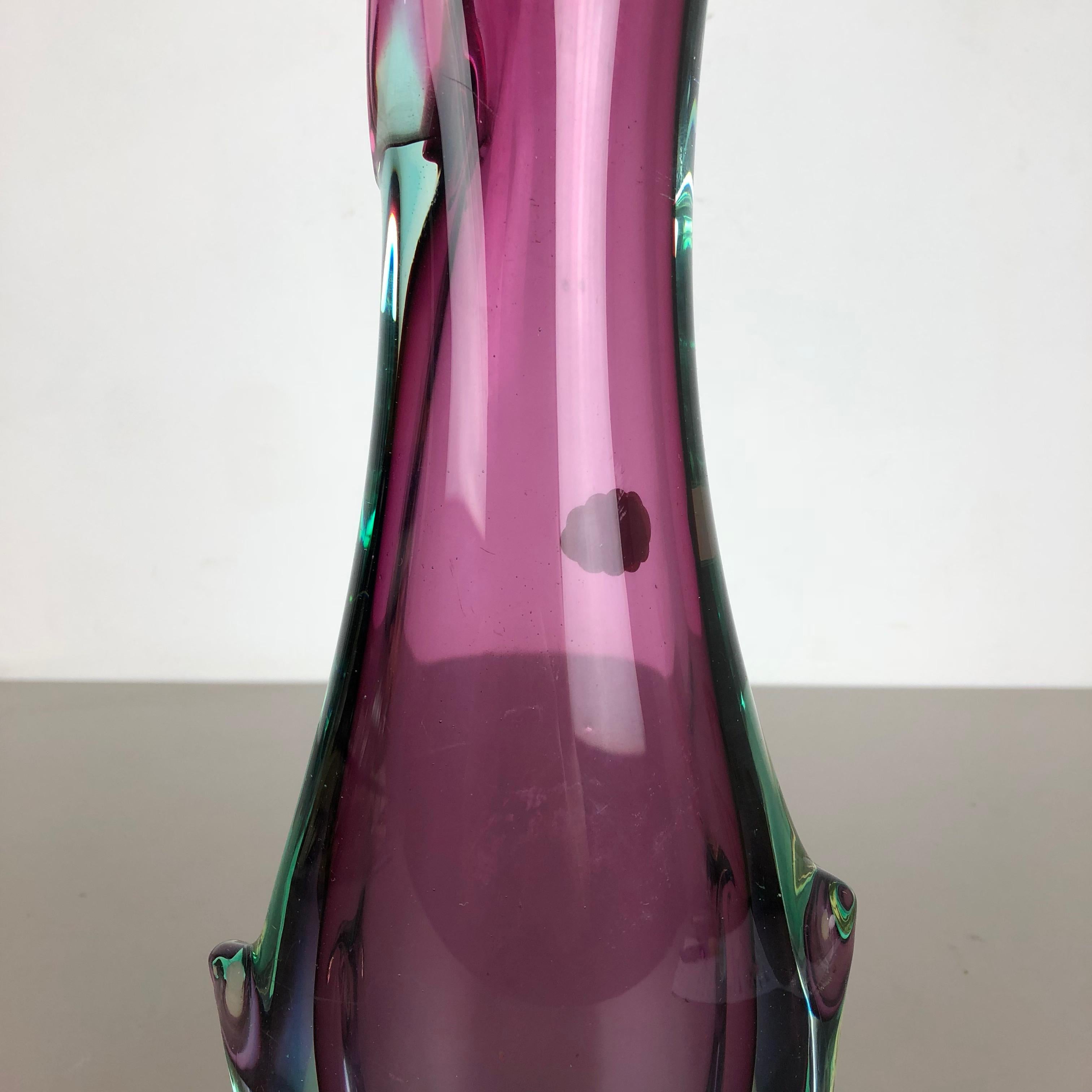 Extra Large Multi-Color Pink Heavy Large Murano Glass Sommerso Vase Italy, 1970s 5